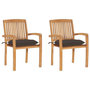 Voir la diapositive 1 : VIDAXL Chaises de jardin lot de 2 et coussins taupe Bois teck massif