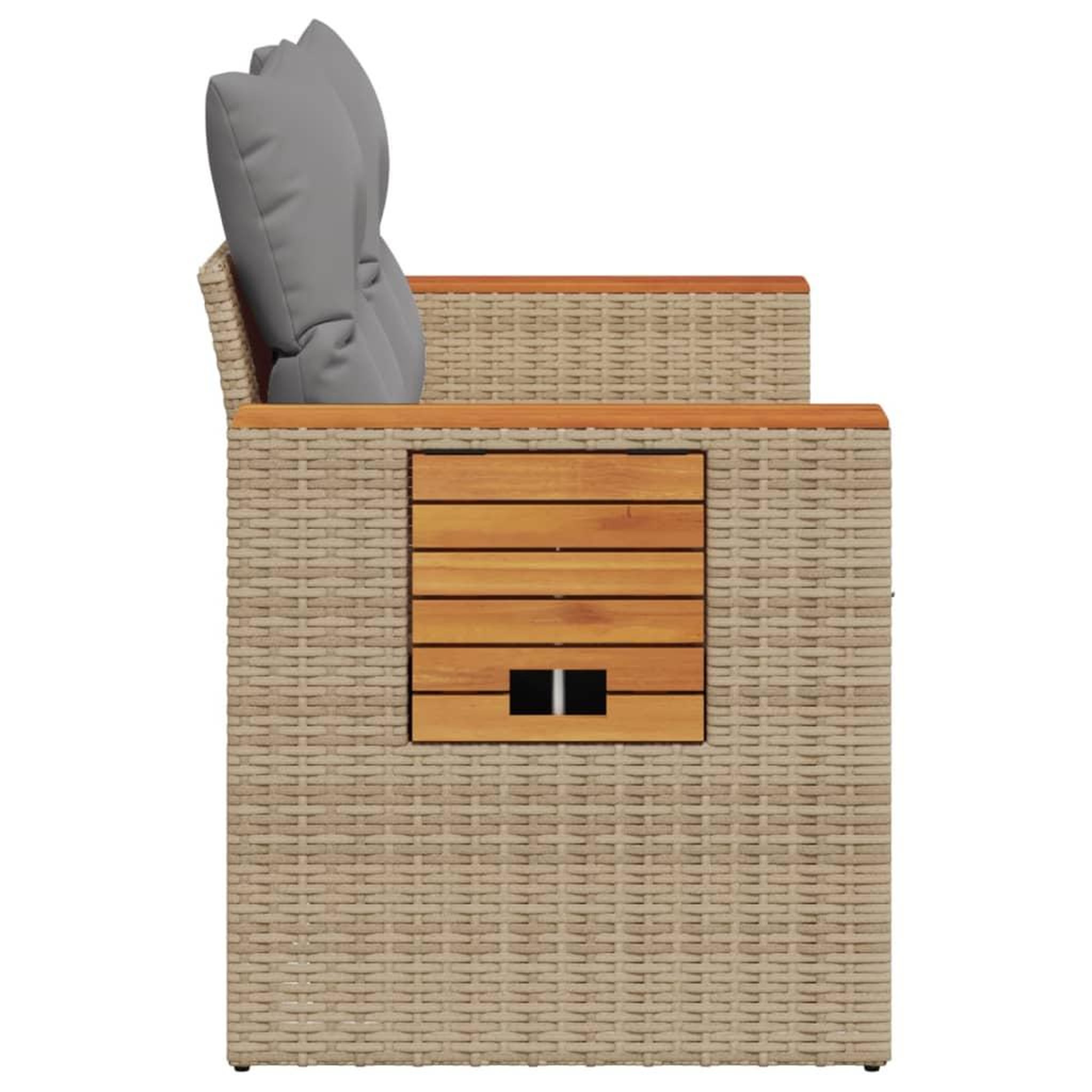 Voir la diapositive 5 : VIDAXL Canape de jardin avec coussins 2 places beige resine tressee