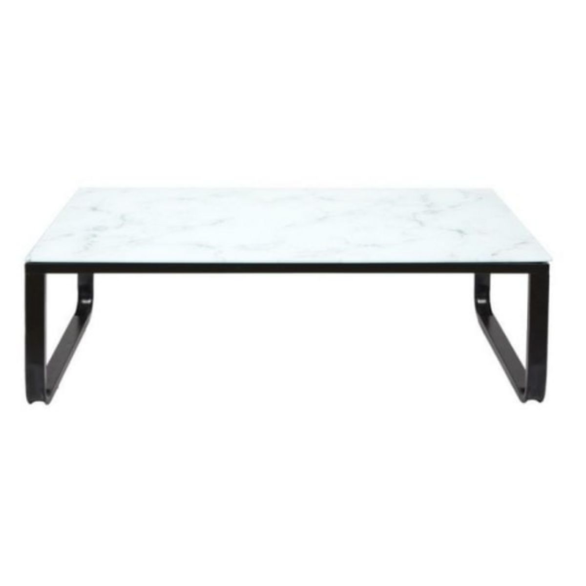 Table Basse En Verre "effet Marbre" 105cm Blanc