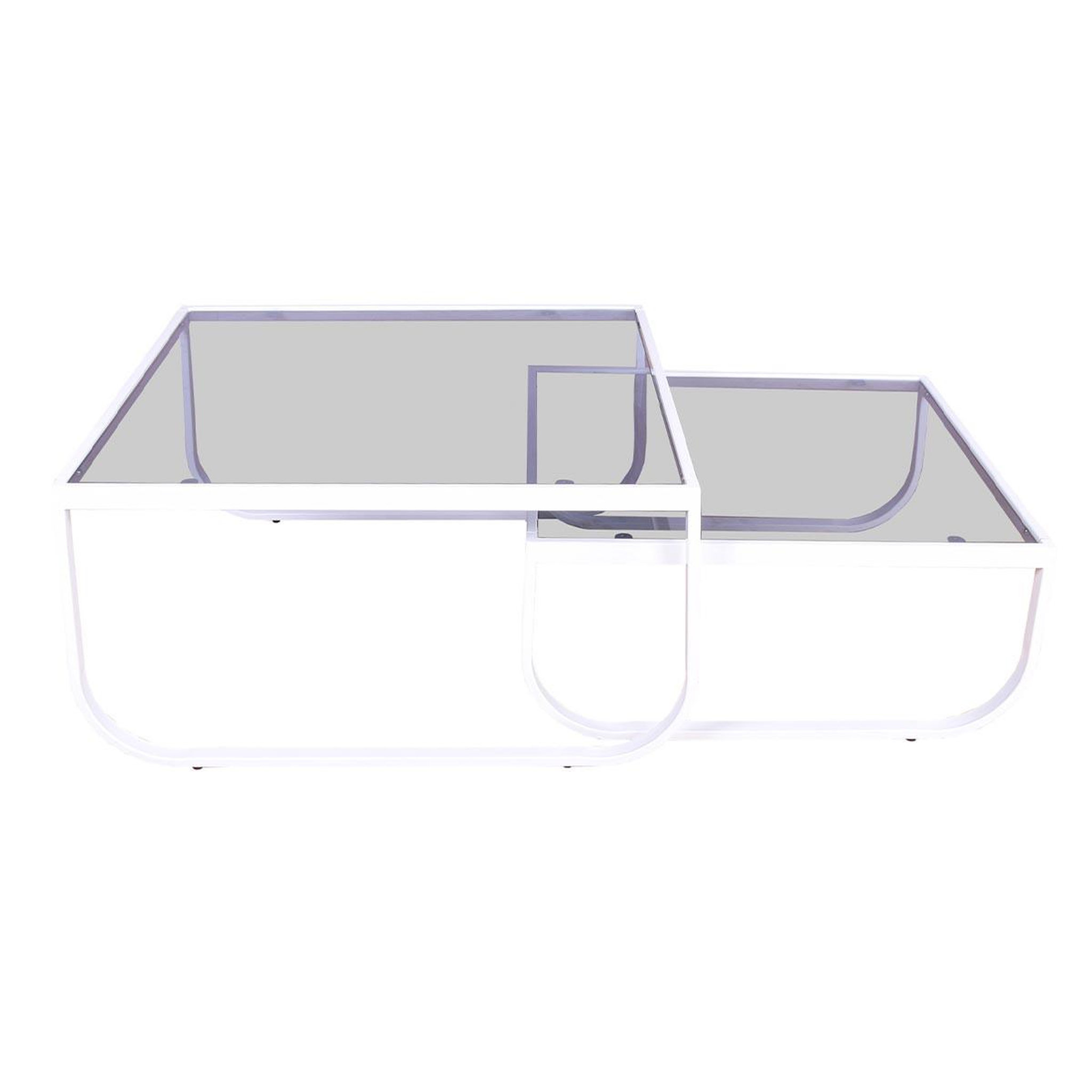 Paris Prix Lot de 2 tables basses en verre  rocker  80cm blanc