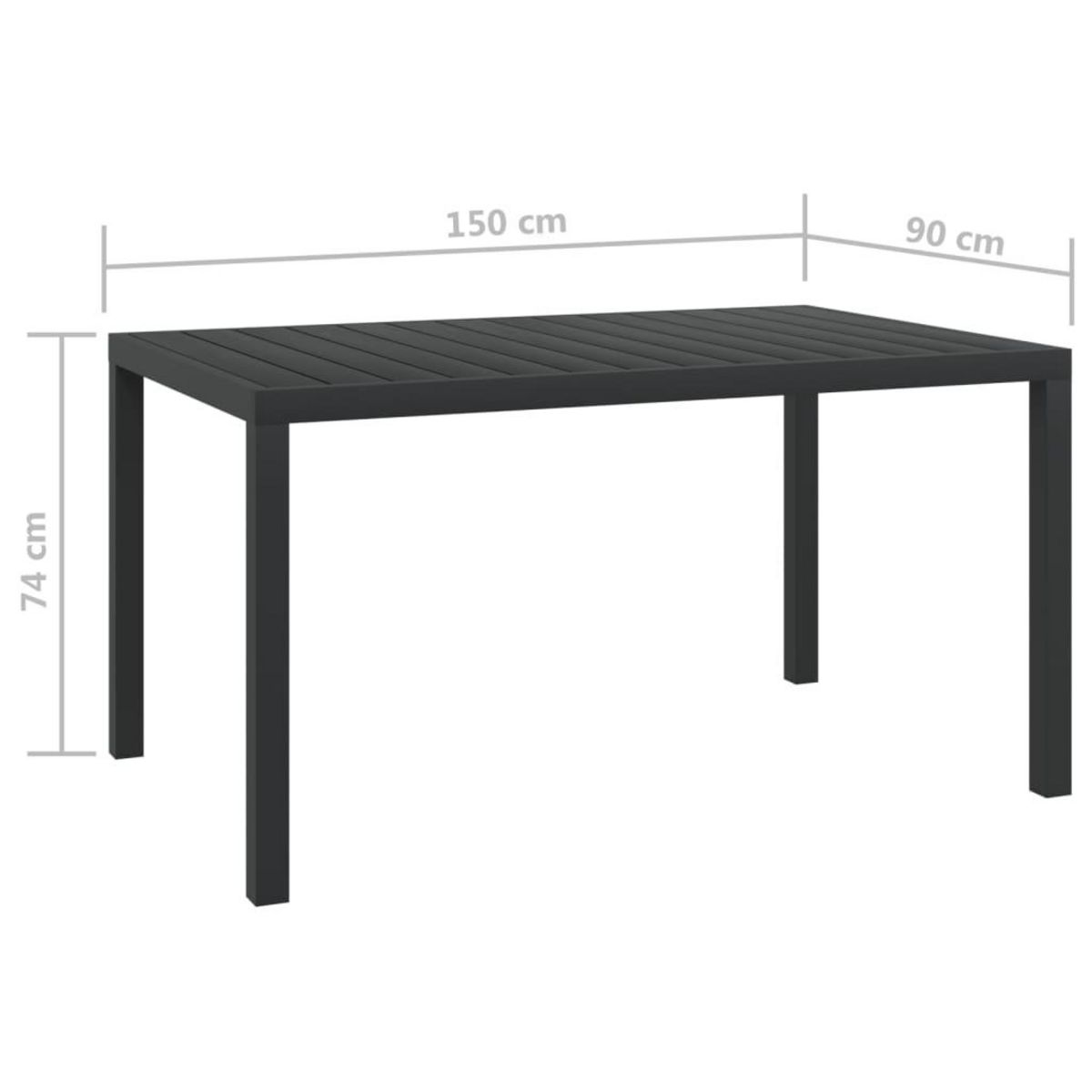 VIDAXL Table de jardin noir 150 x 90 x 74 cm Aluminium et WPC