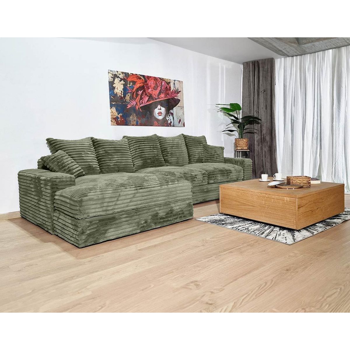 LISA DESIGN Andy - canapé d'angle gauche 5 places en fausse fourrure côtelée