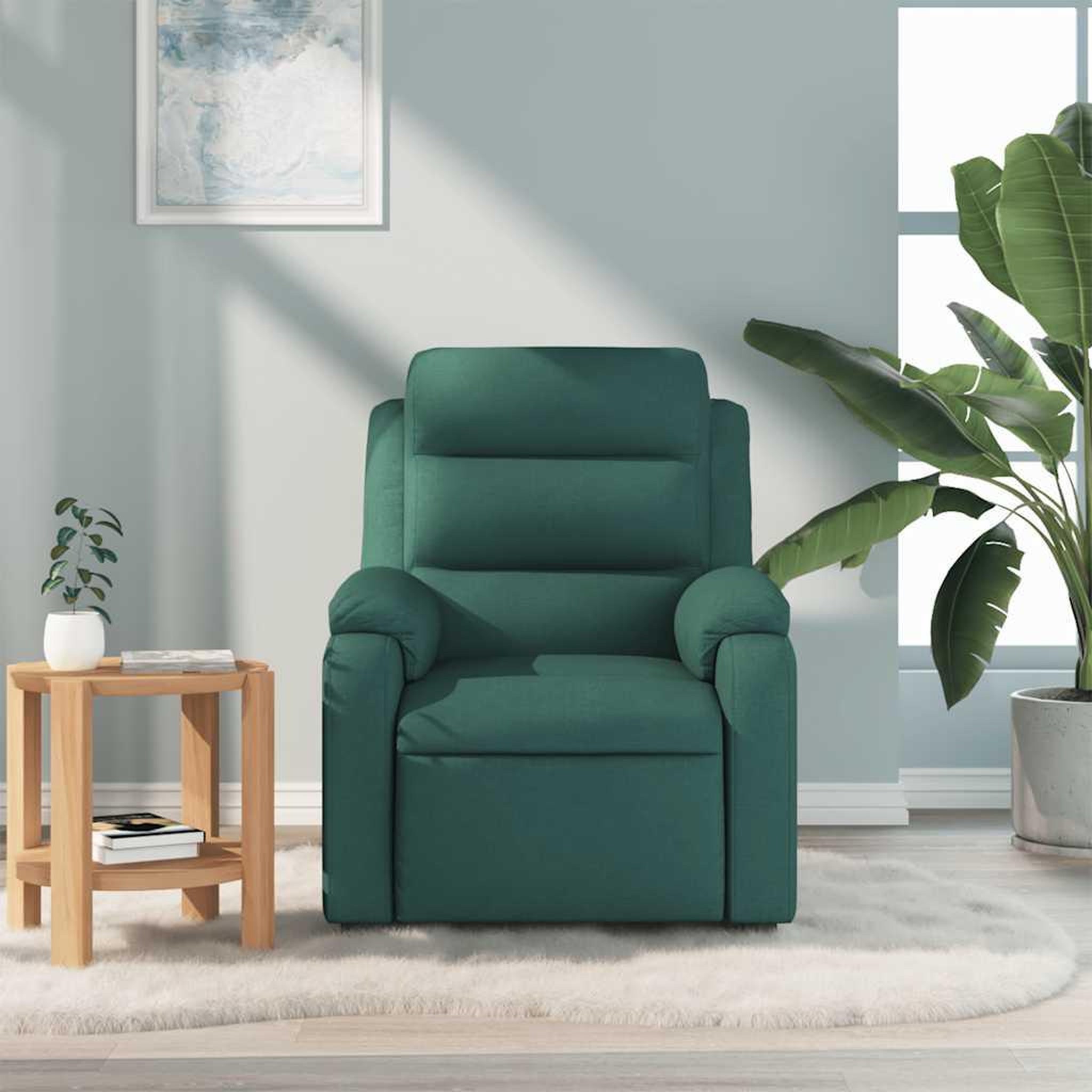 Voir la diapositive 3 : VIDAXL Fauteuil de massage inclinable Vert fonce Tissu