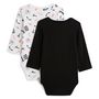 Voir la diapositive 2 : IN EXTENSO Lot de 2 bodies manches longues squelettes halloween bébé