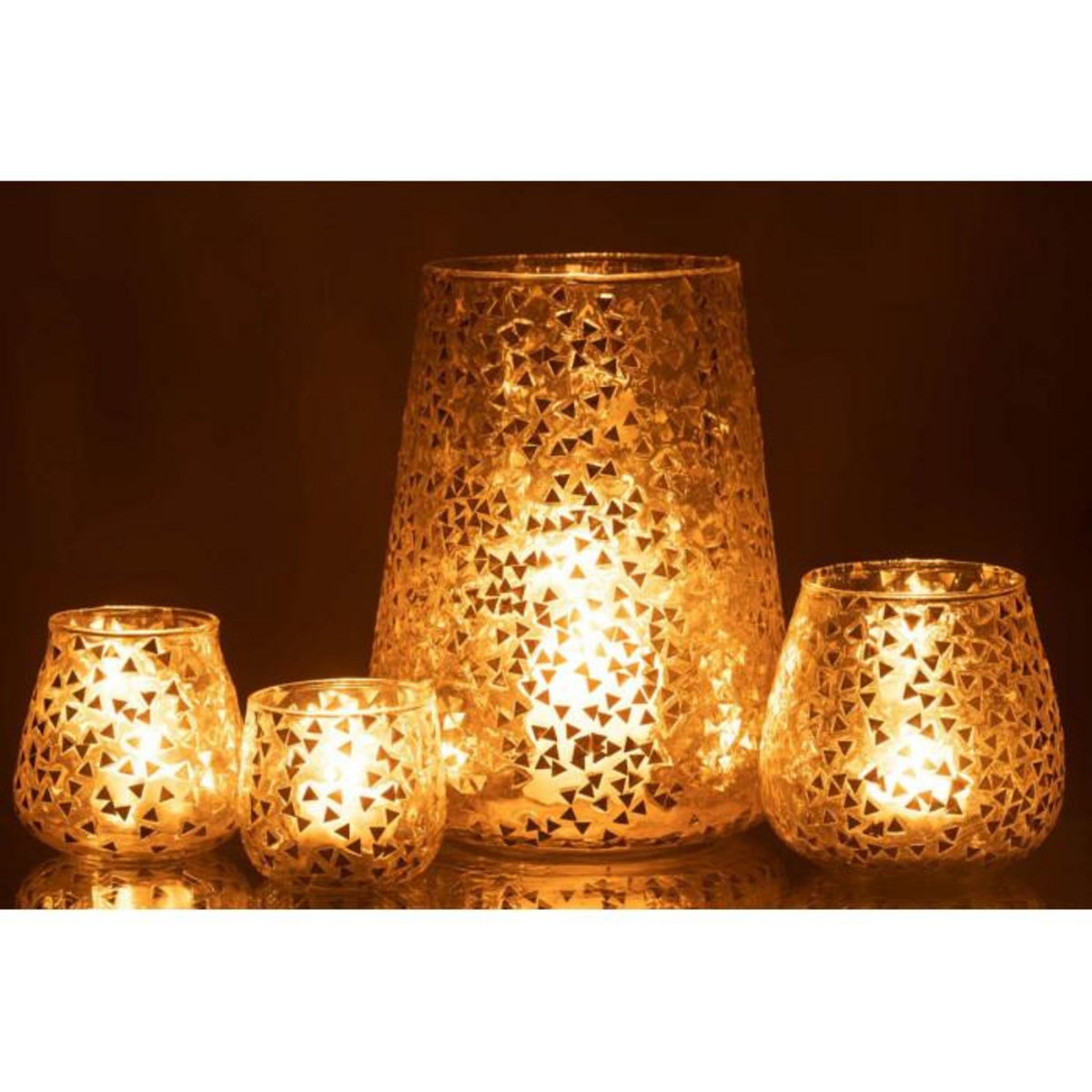 Paris Prix Photophore en Verre  Triangle  23cm Transparent & Or