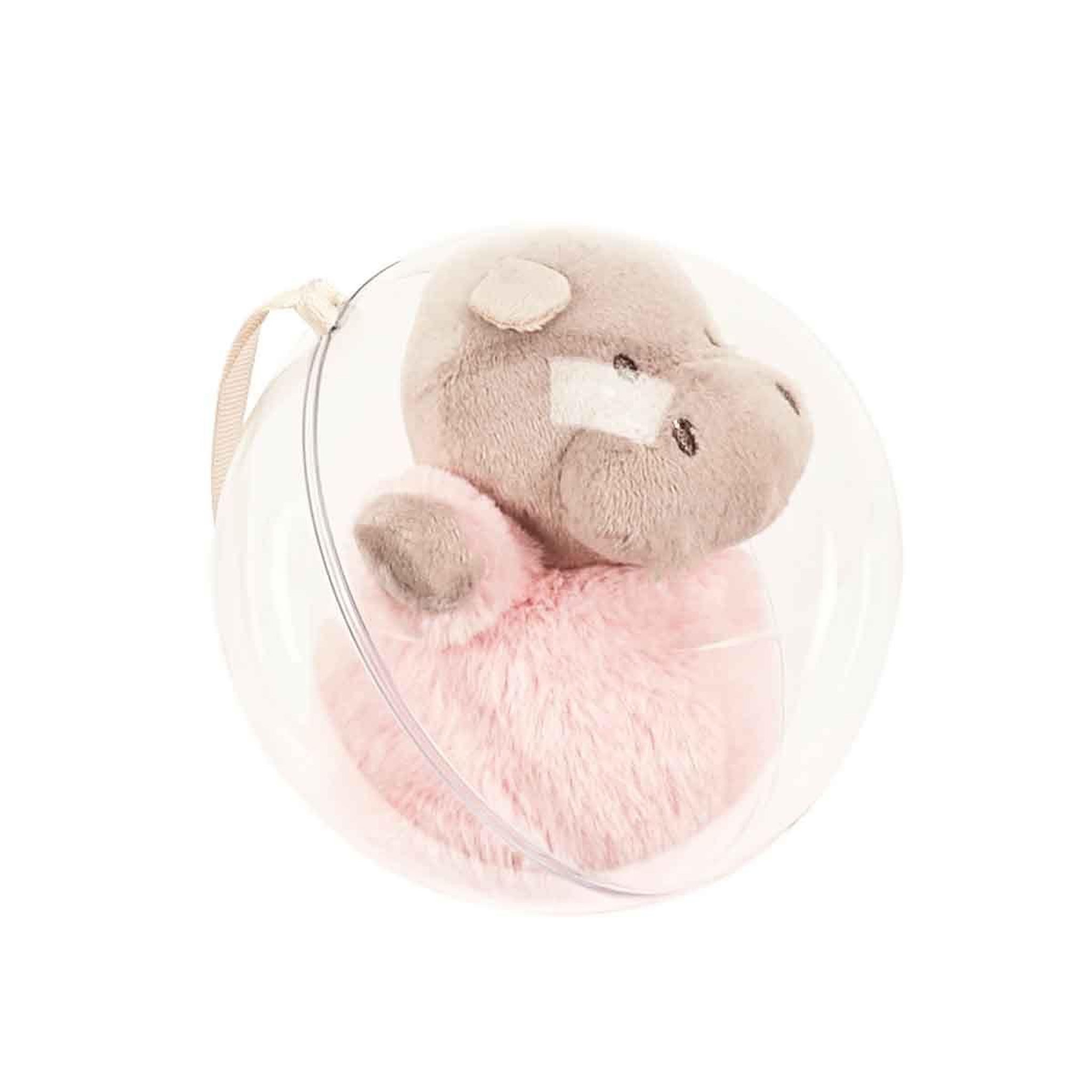Voir la diapositive 2 : Tom & Zoé Peluche enfant dans boule  hippo  12cm rose