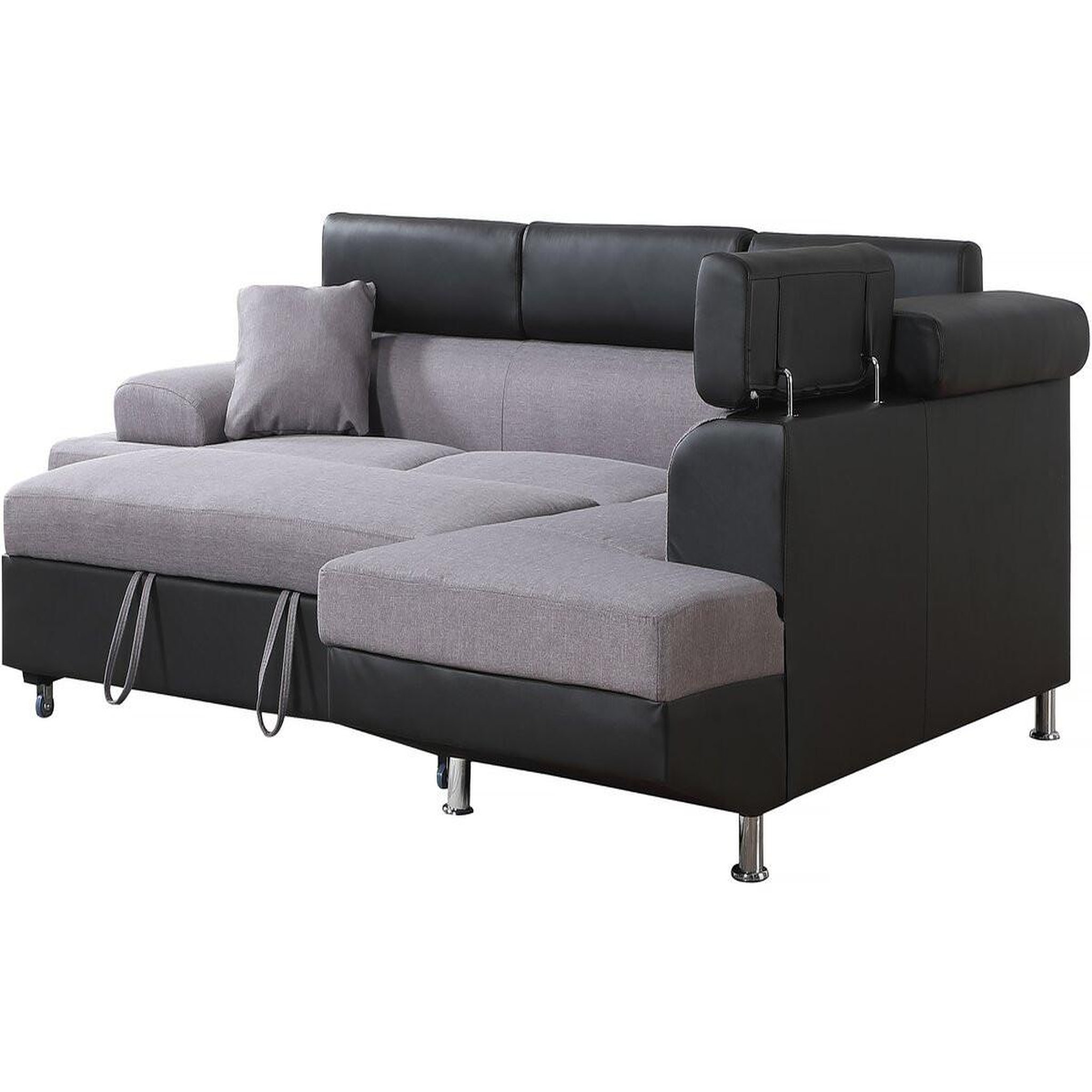 Voir la diapositive 3 : Habitat et Jardin Canapé d'angle convertible  Sophia luxe  - 265 x 190.5 x 80/91 cm - Noir / Gris - 5 places - Angle droit