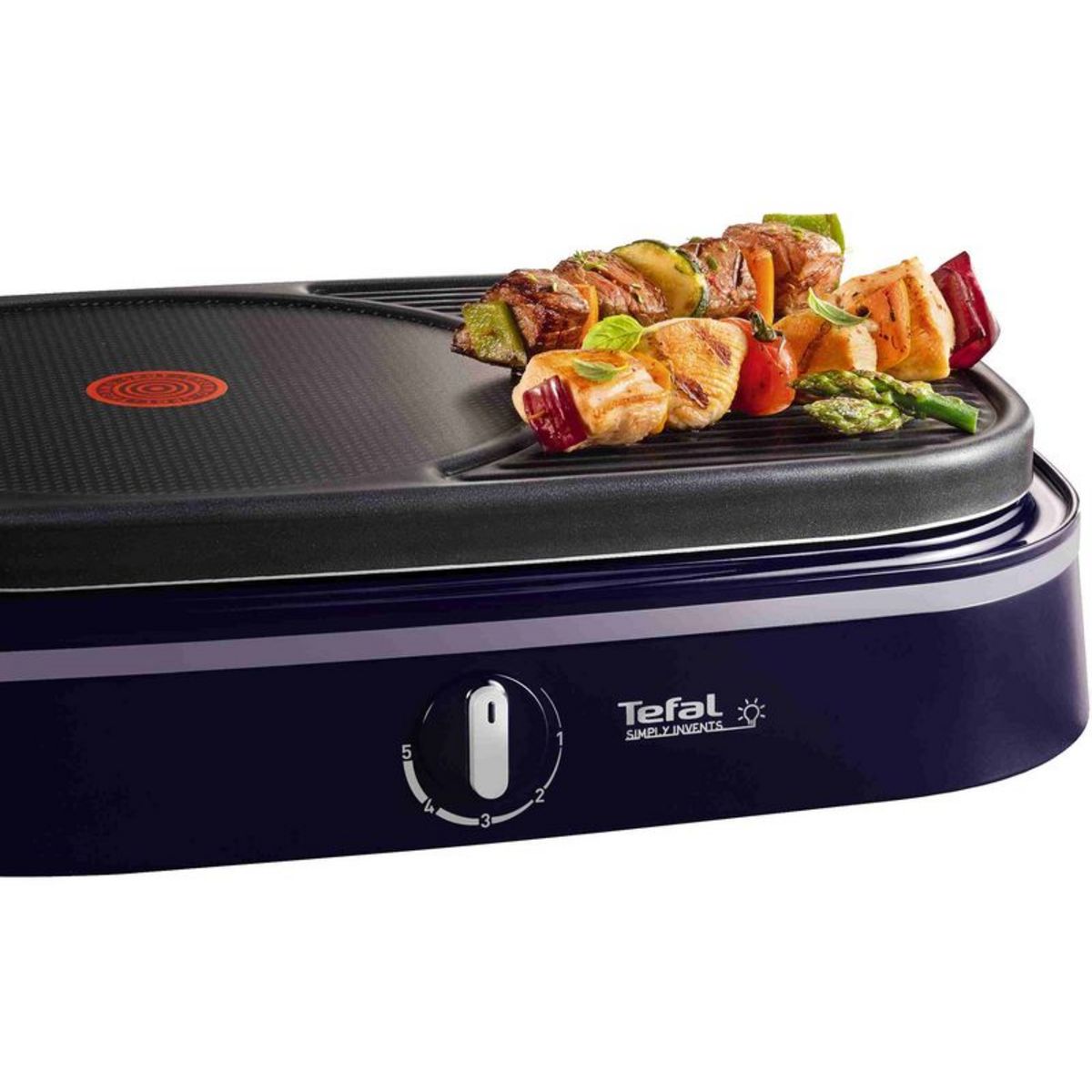 TEFAL Crepiere PY604413 Crep'Dual Party Noir et Indigo 2 Plaques : 1 Grande Crêpe et 6 Petites Crêpes 1100W