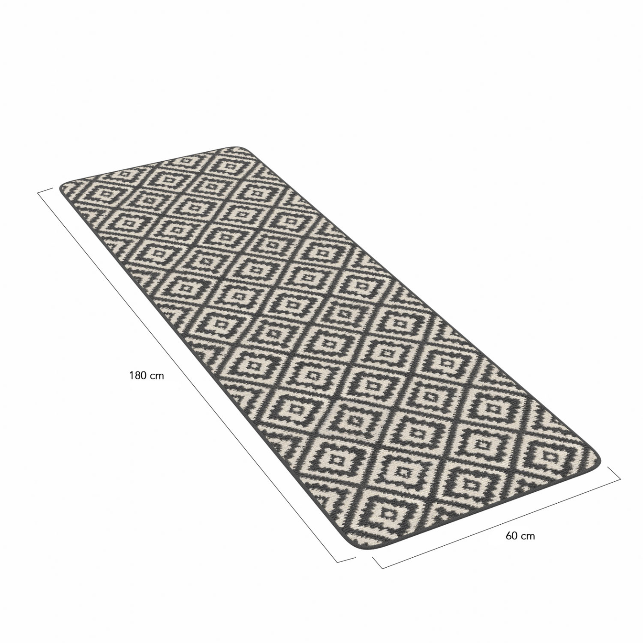 Voir la diapositive 4 : ID MARKET Tapis intérieur d'entrée et de couloir caraiba gris et blanc 60 x 180 cm