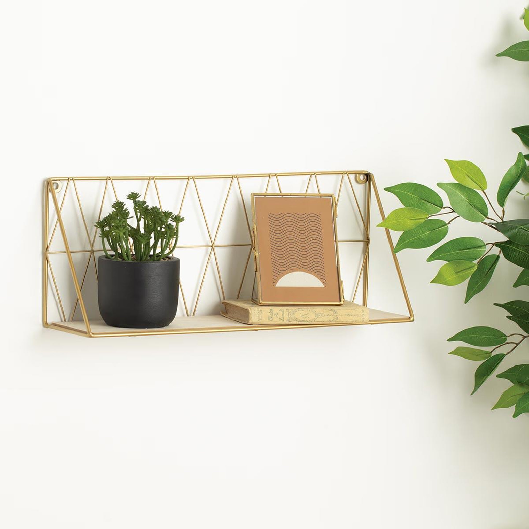 Voir la diapositive 3 : ATMOSPHERA Etagère murale design  wire  48cm or