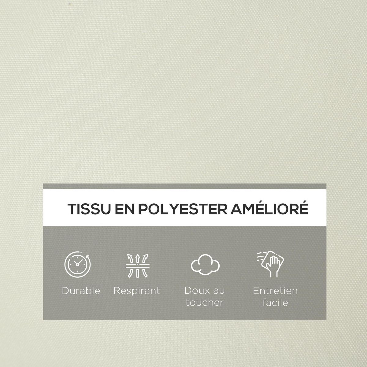 OUTSUNNY Coussin bain de soleil - coussin matelassé chaise longue - dim. 200L x 60l cm - ép. 13 cm - attaches - polyester crème