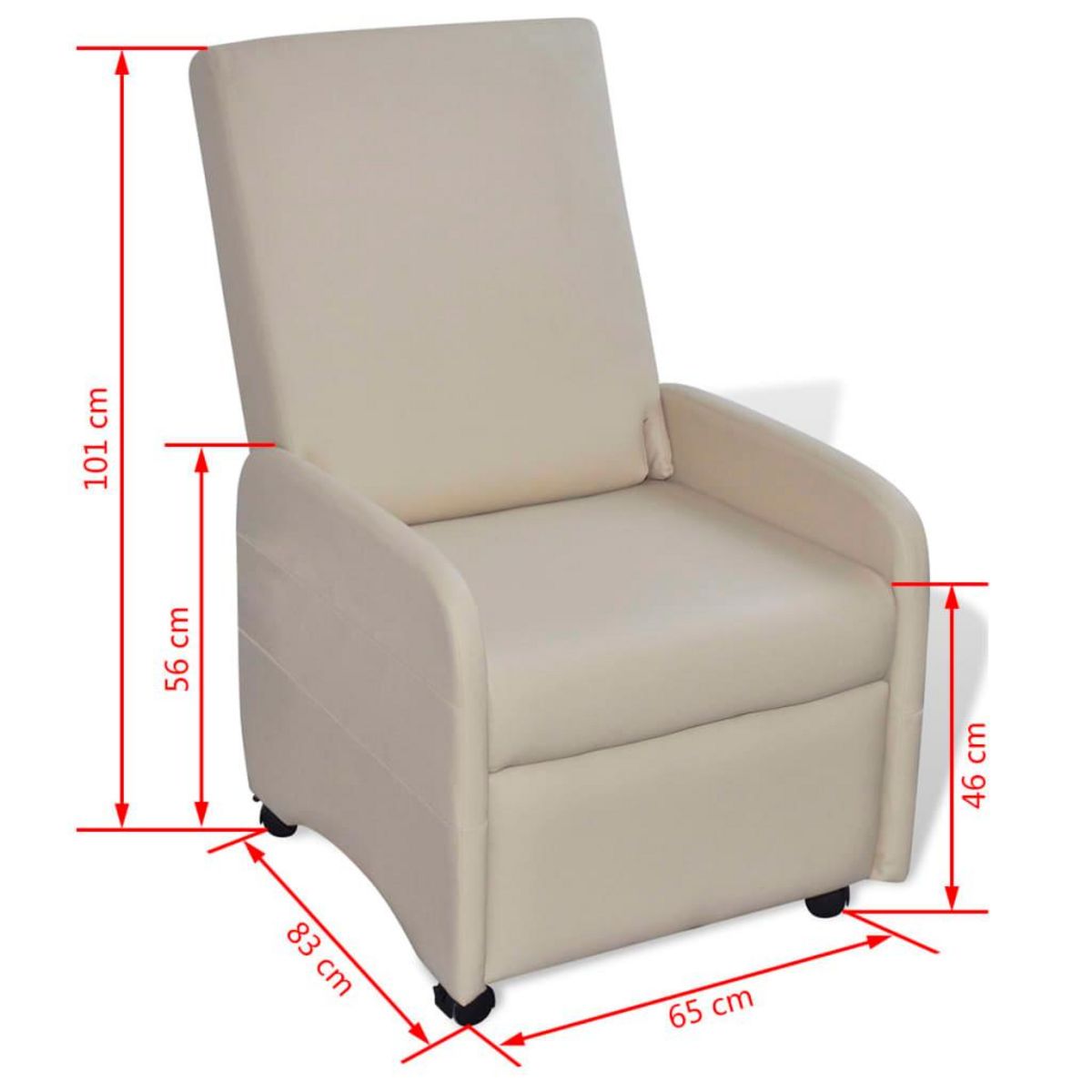 VIDAXL Fauteuil pliable creme similicuir
