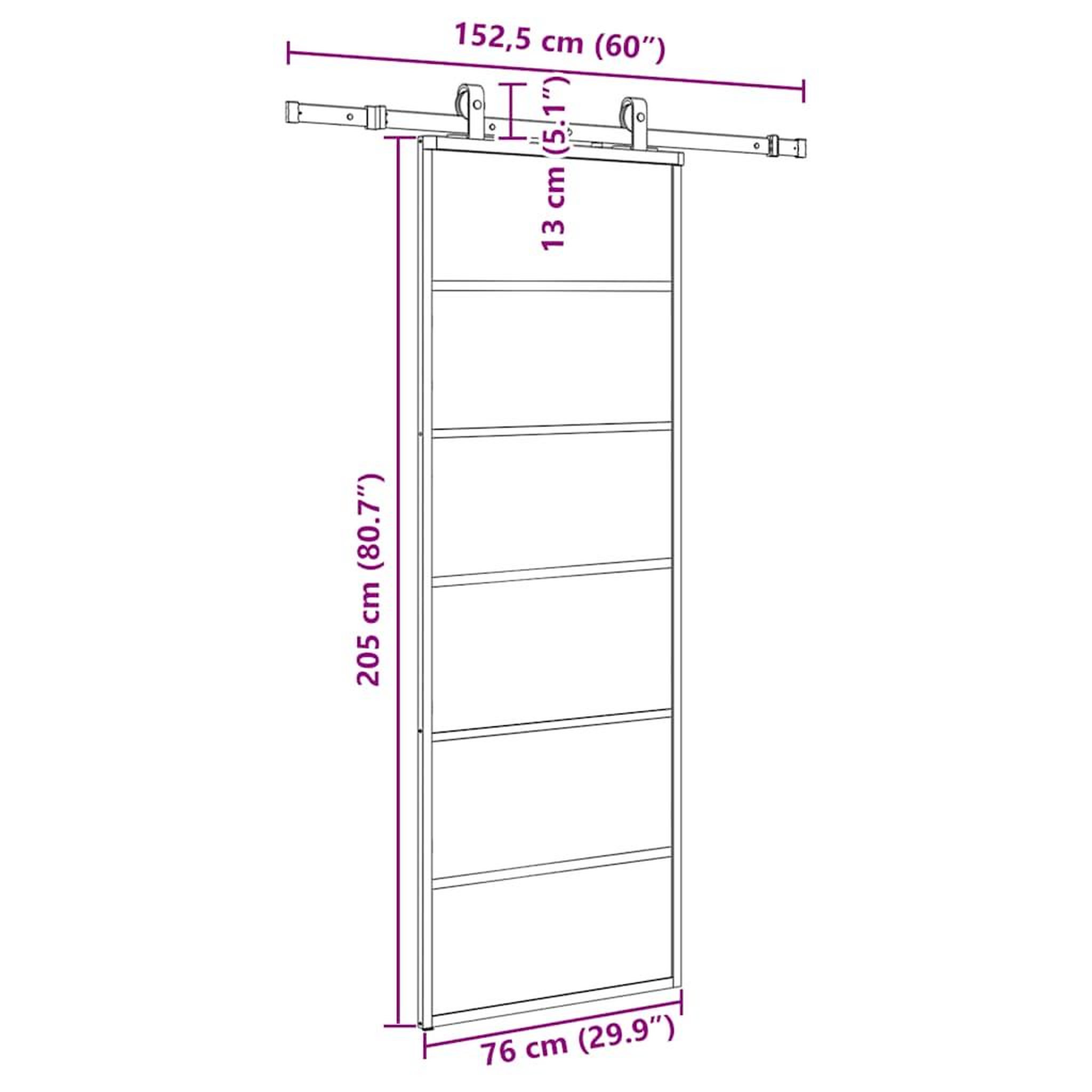 Voir la diapositive 6 : VIDAXL Porte coulissante kit de quincaillerie noir 76x205 cm verre ESG