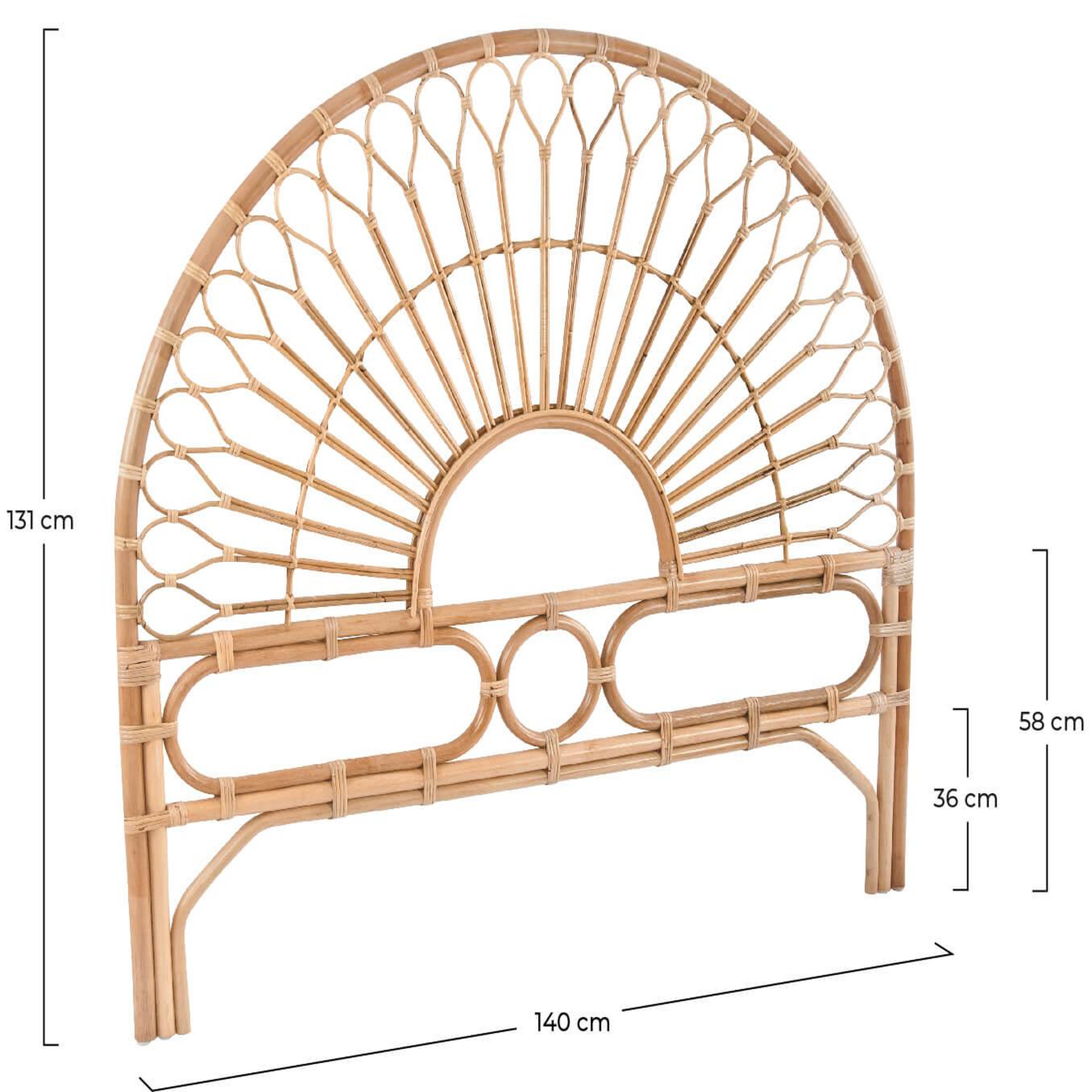 Voir la diapositive 4 : MAISON PAVANE Tête de lit 140 cm en rotin naturel-bahia