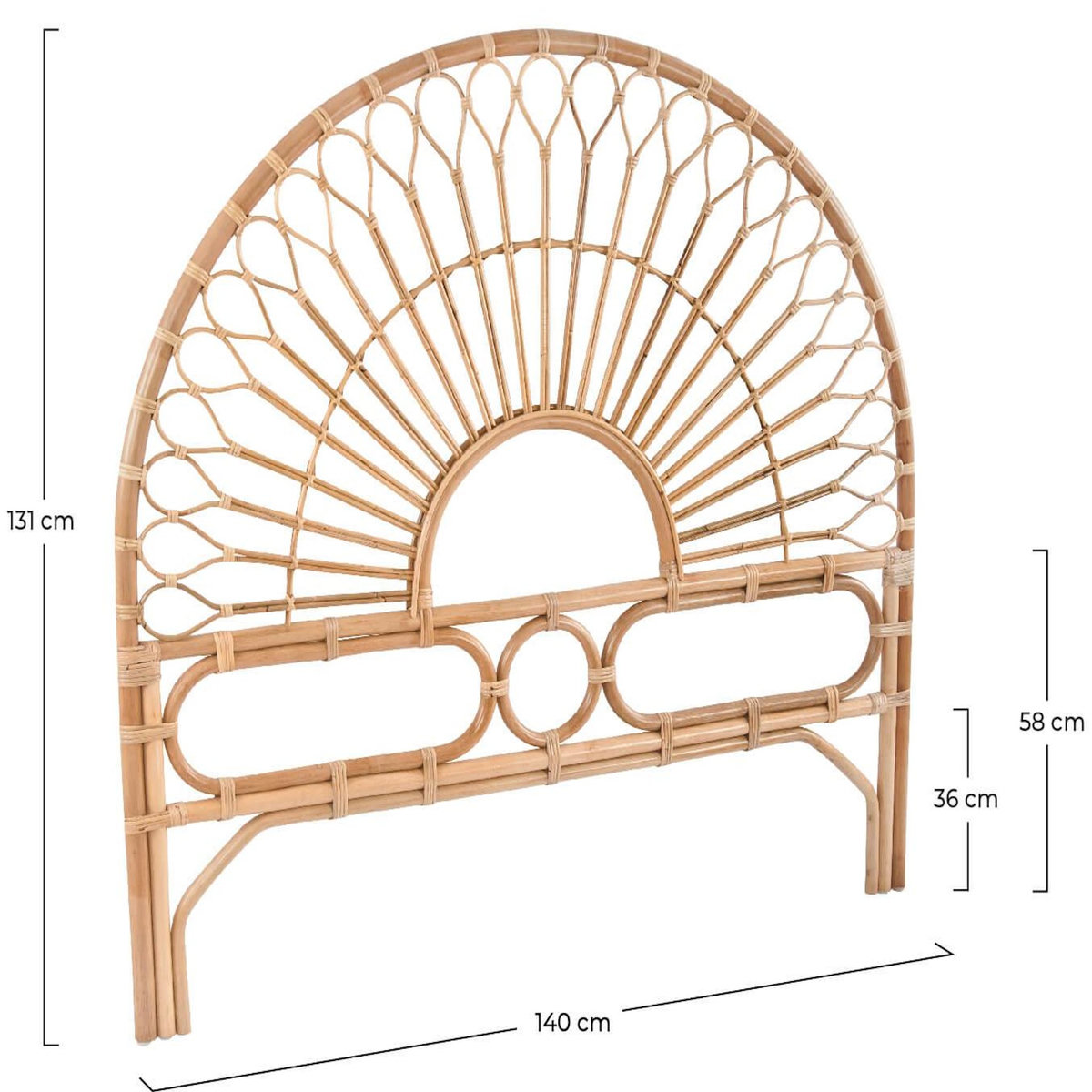 Rendez vous déco Tête de lit 140 cm en rotin naturel-Bahia