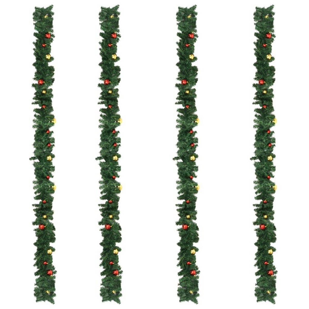 VIDAXL Guirlandes de Noël avec boules 4 pcs Vert 270 cm PVC
