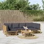 VIDAXL Salon de jardin 7 pcs avec coussins gris fonce bambou