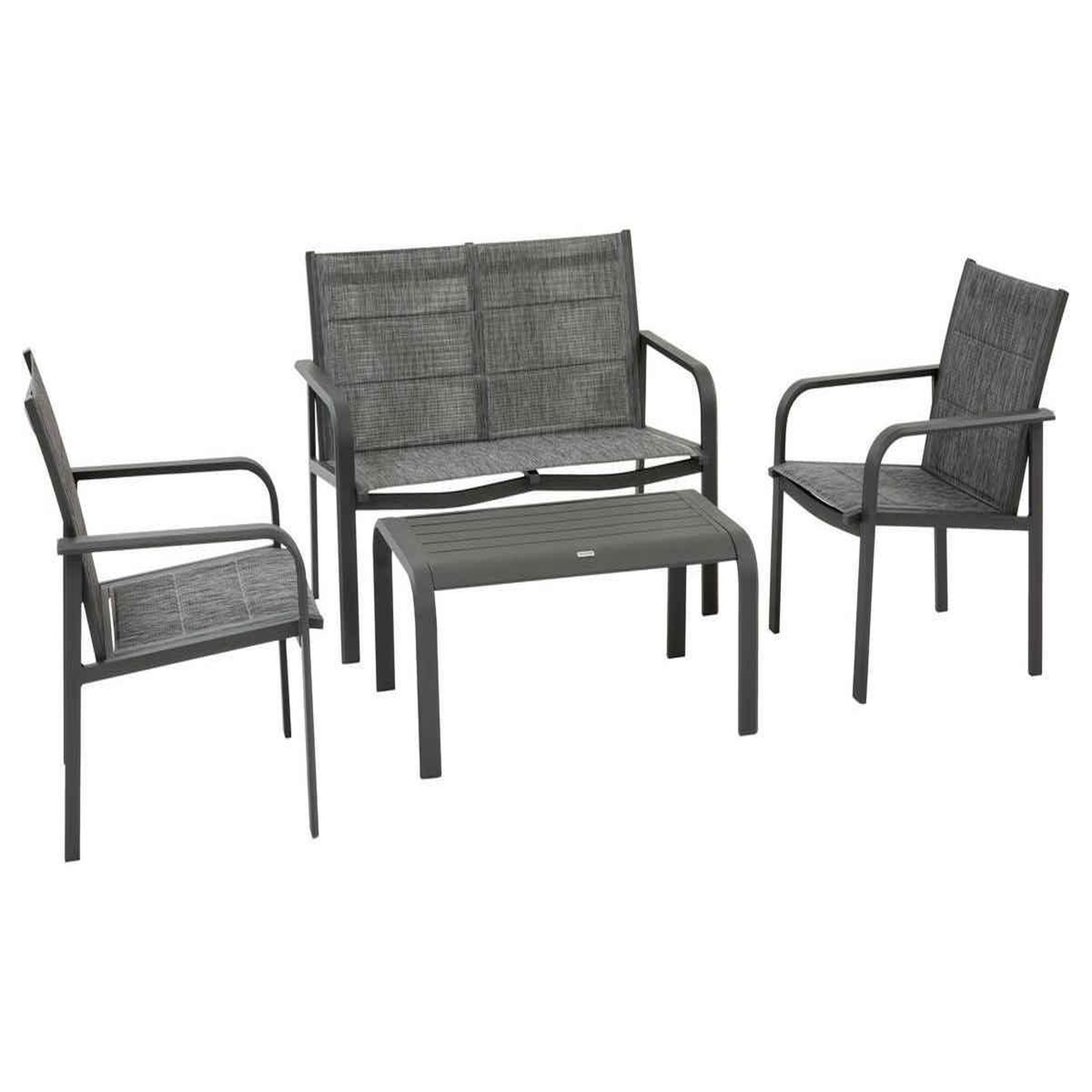 HESPERIDE Salon de jardin alu et texaline piazza graphite - 4 places - hespéride