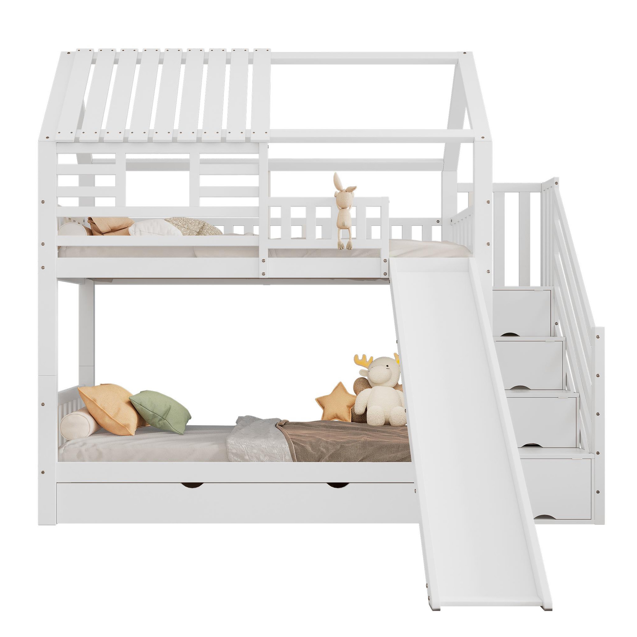 MERAX Lit superposé 90x200cm bois et mdf coloris blanc
