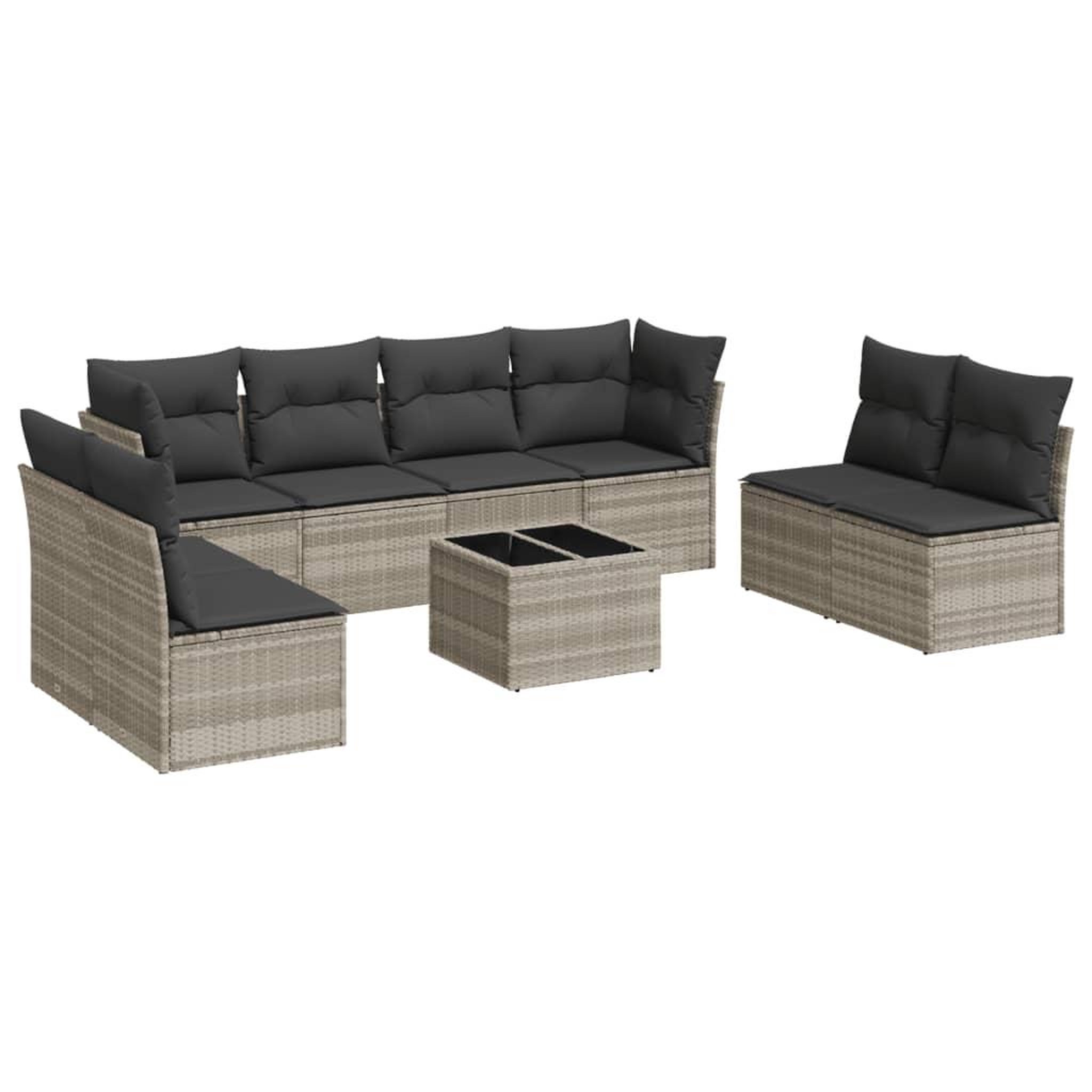 Voir la diapositive 2 : VIDAXL Salon de jardin 9 pcs avec coussins gris clair resine tressee