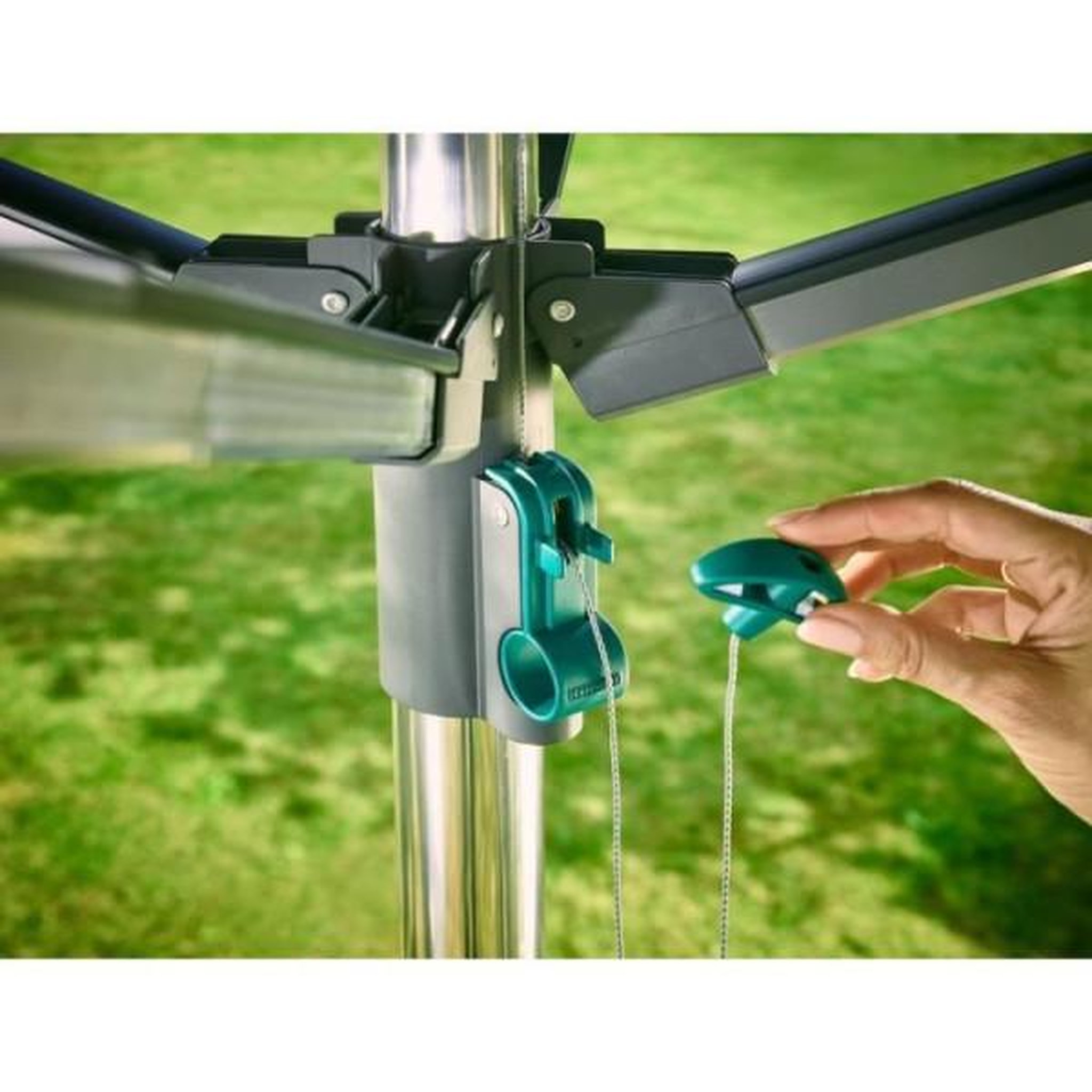 Voir la diapositive 3 : Leifheit Sèche-linge - Séchoir parapluie Leifheit LinoProtect 400 82100, étendoir a linge parapluie avec toit étanche et douille, 40m d'étendage, g