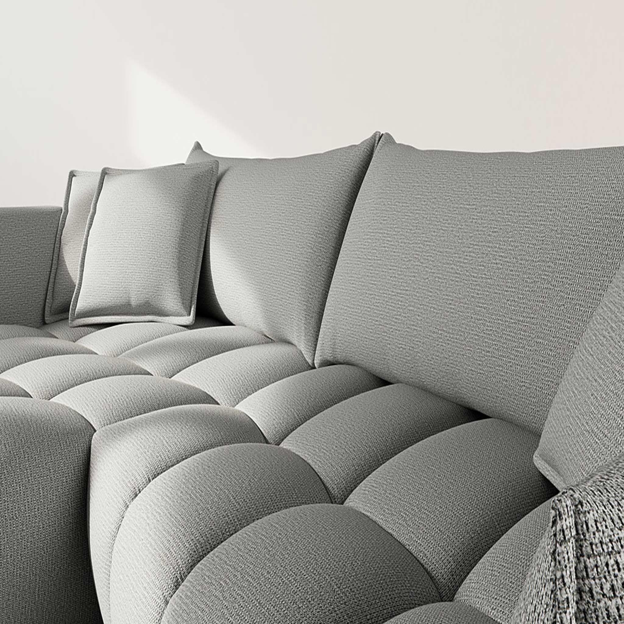 Voir la diapositive 6 : LISA DESIGN Cassiopee - canapé d'angle gauche 4 places en tissu texturé