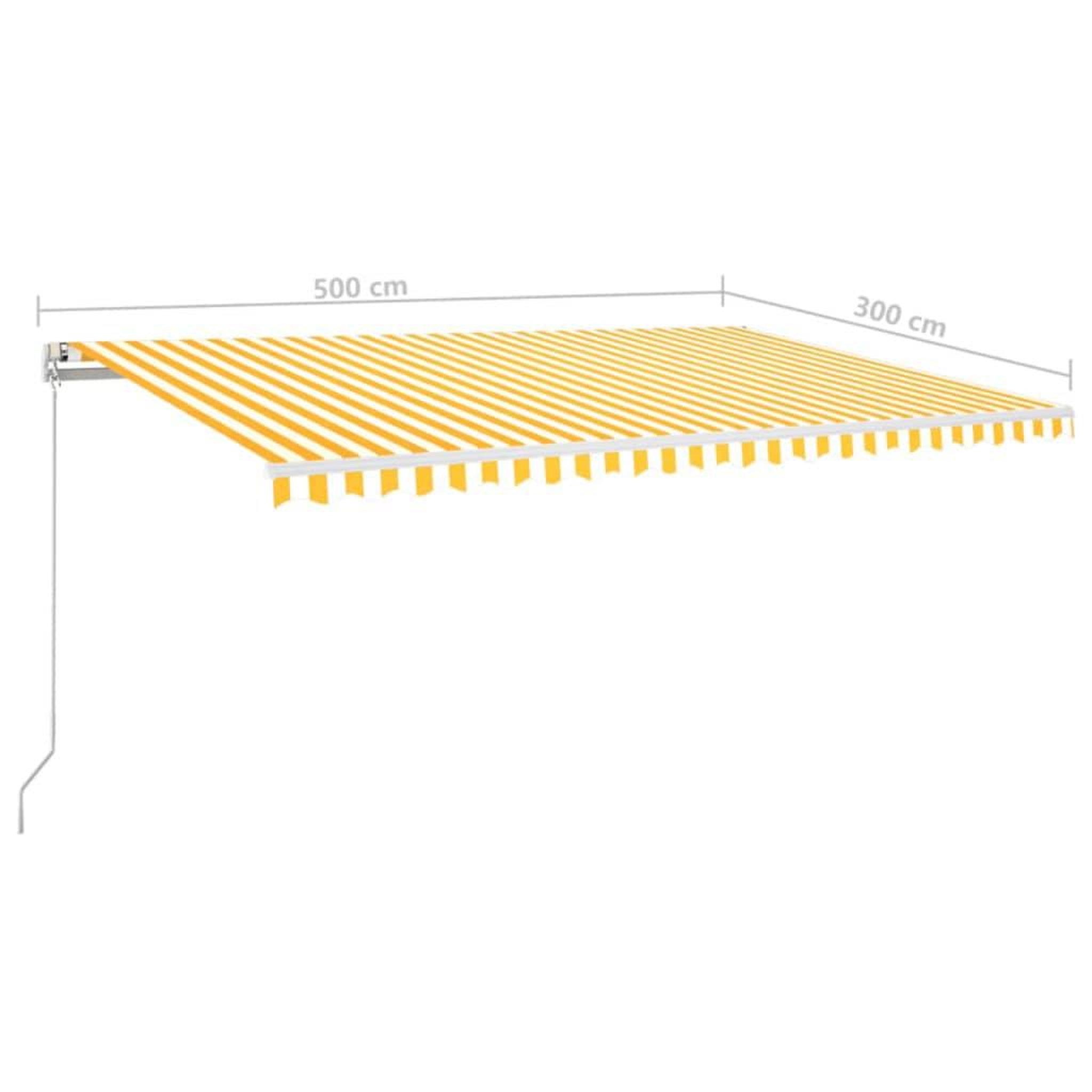 Voir la diapositive 6 : VIDAXL Auvent manuel retractable avec LED 500x300 cm Jaune et blanc