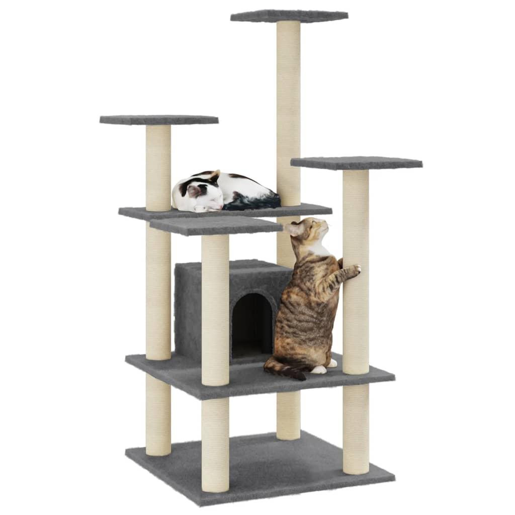 Voir la diapositive 3 : VIDAXL Arbre a chat avec griffoirs en sisal Gris fonce 110 cm
