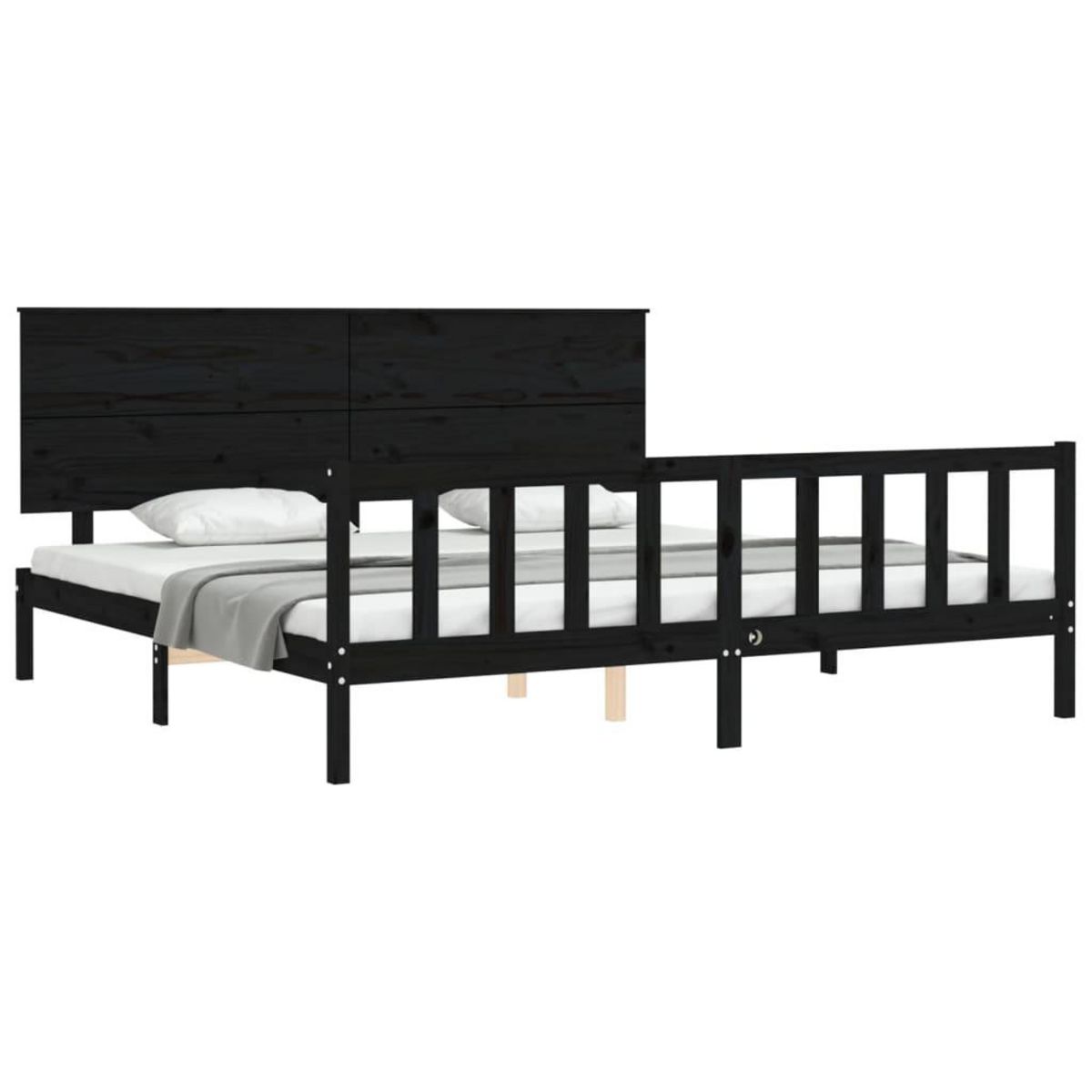 VIDAXL Cadre de lit sans matelas noir 200x200 cm bois massif de pin