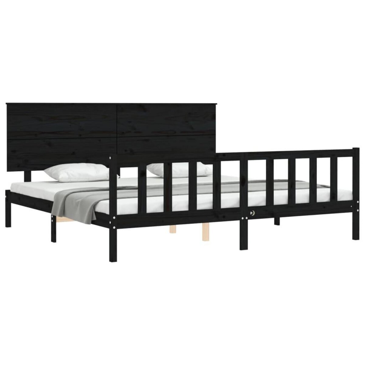VIDAXL Cadre de lit sans matelas noir 200x200 cm bois massif de pin