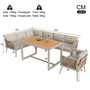 Voir la diapositive 3 : MERAX Salon de jardin repas 7 places en métal avec table, canapé d'angle et fauteuils