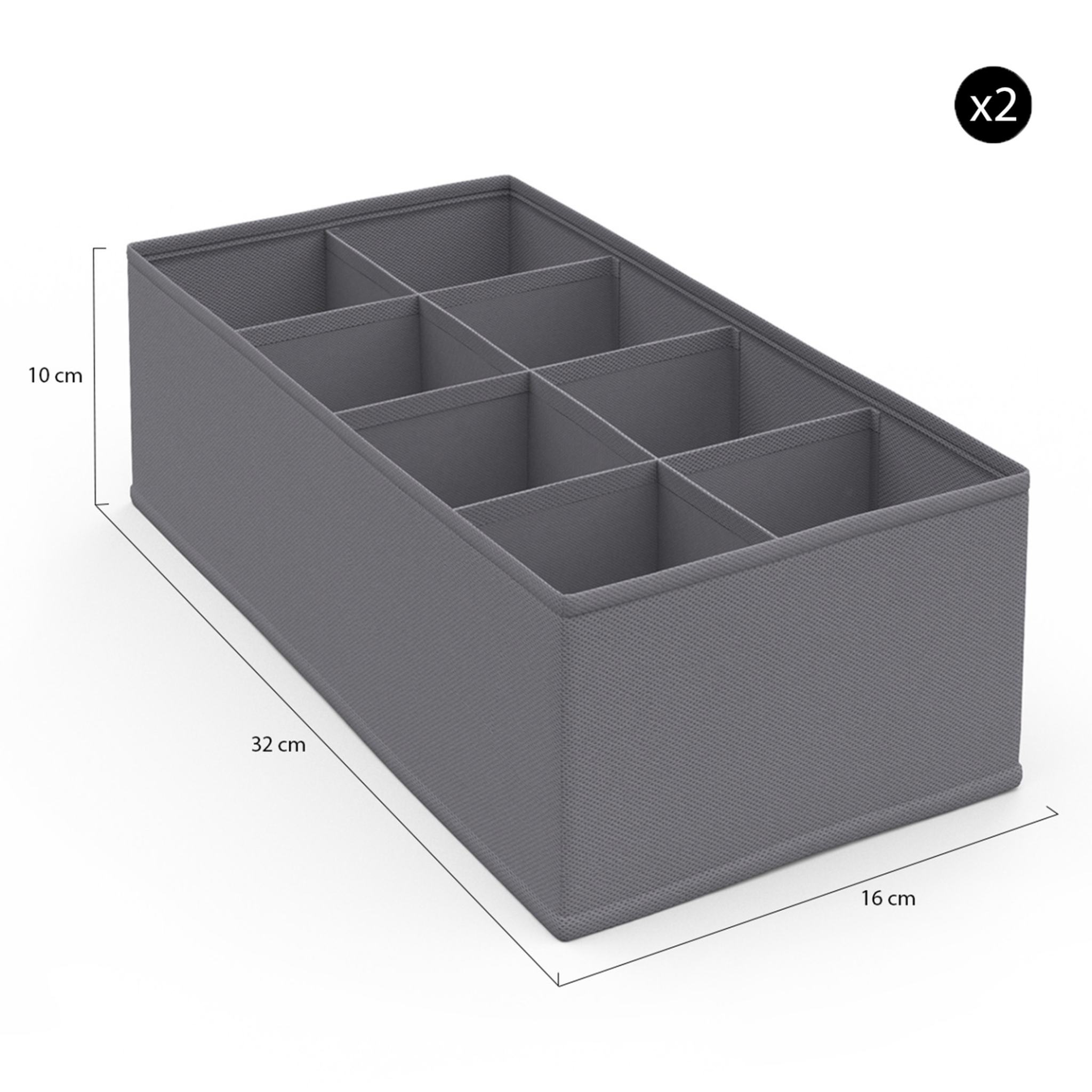 Voir la diapositive 3 : ID MARKET Lot de 14 boites de rangement tiroir organisateurs de dressings gris anthracite