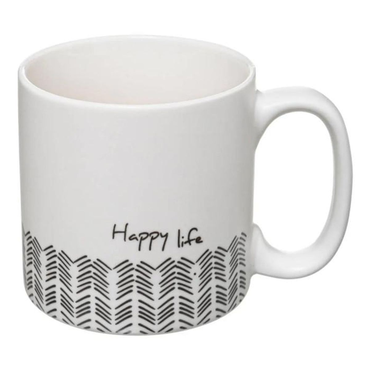 SECRET DE GOURMET Lot de 4 Mugs & Rack Design  Life  24cl Blanc