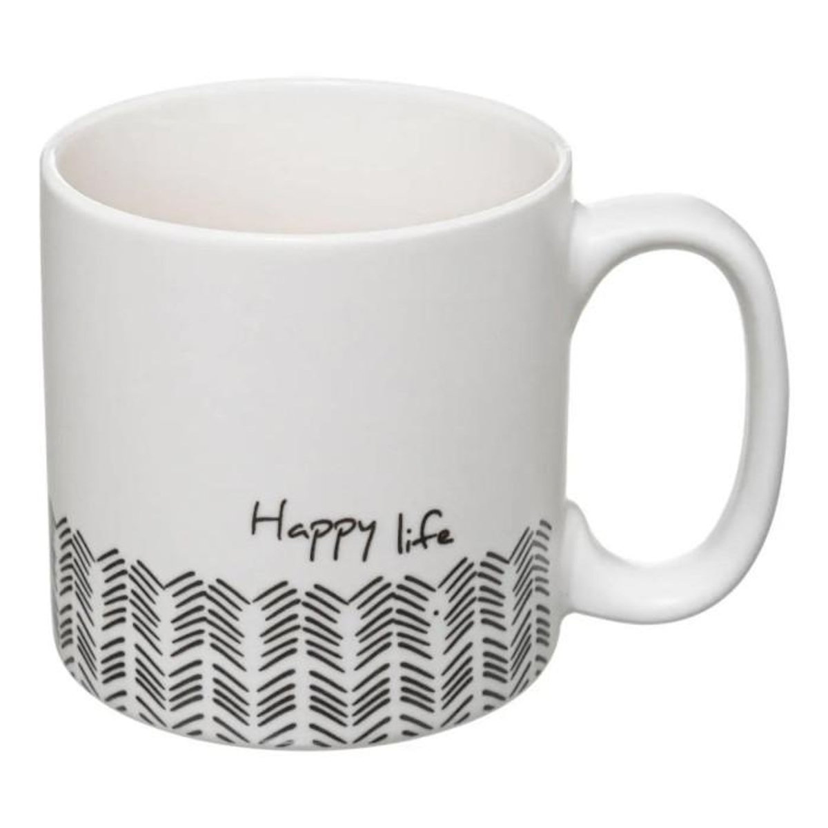 SECRET DE GOURMET Lot de 4 Mugs & Rack Design  Life  24cl Blanc