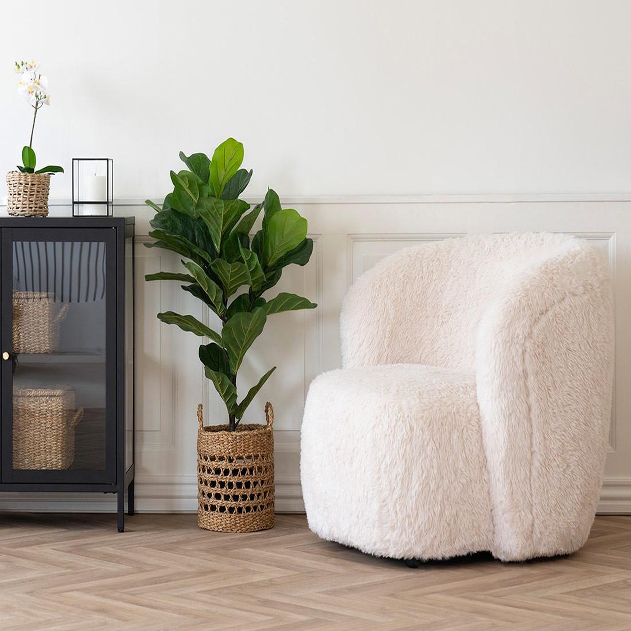 LISA DESIGN Maeto - fauteuil - en fausse fourrure. Coloris disponibles : Beige