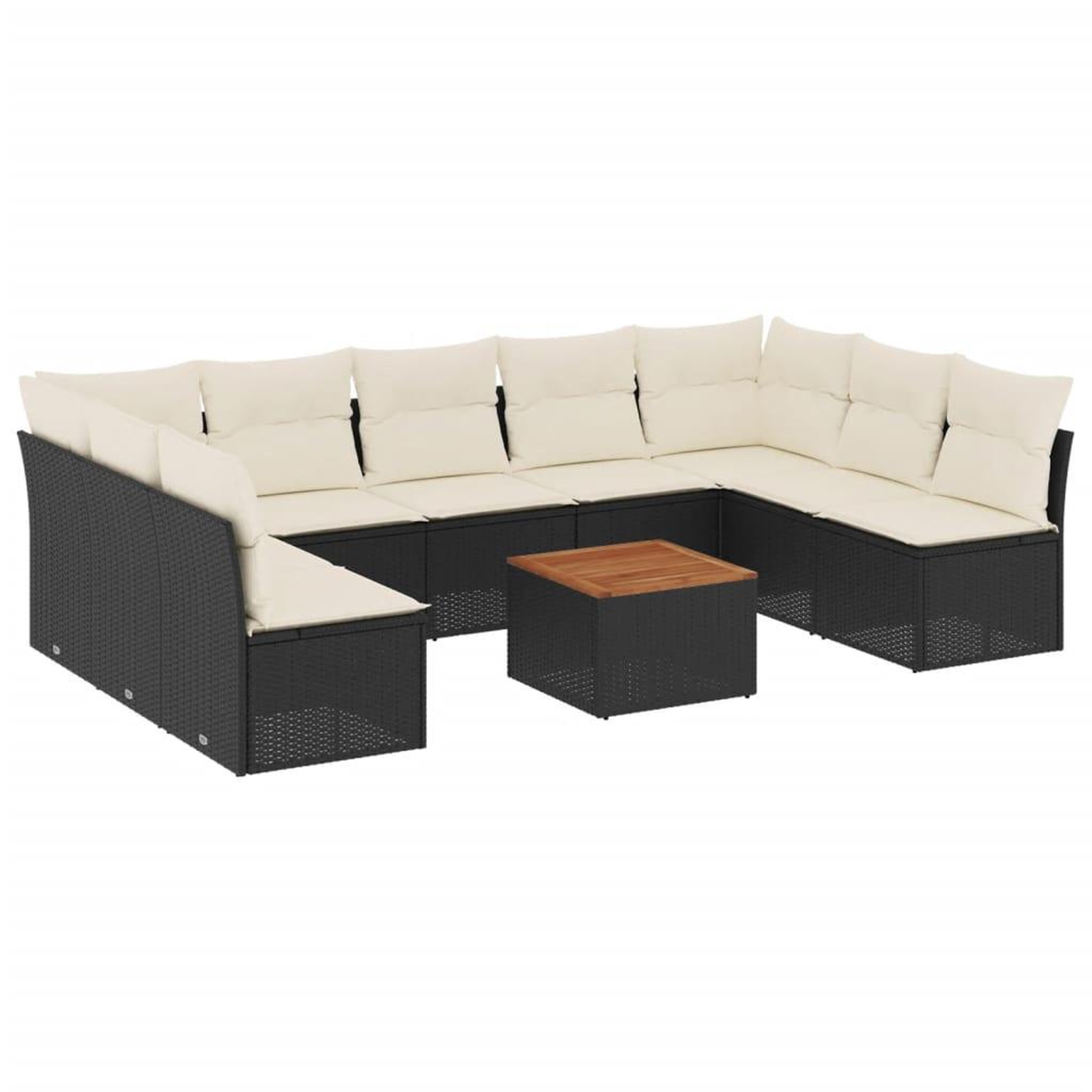 Voir la diapositive 2 : VIDAXL Salon de jardin 10 pcs avec coussins noir resine tressee
