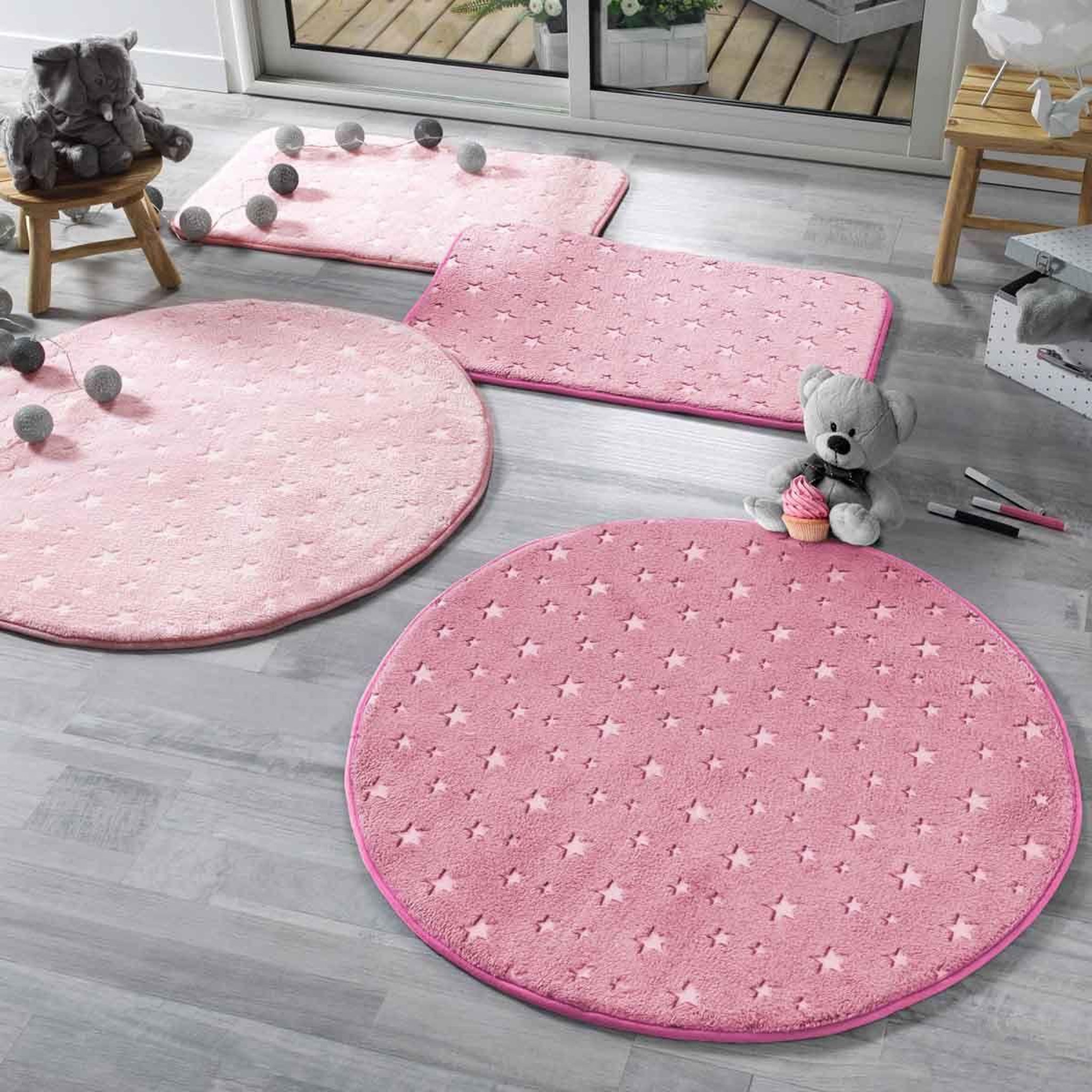 Voir la diapositive 3 : Douceur d'Intérieur Tapis enfant déco  fluo night  90cm fuchsia