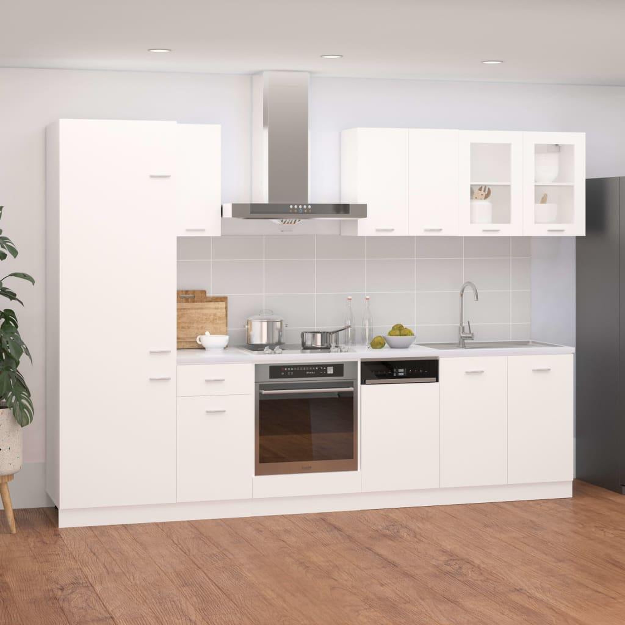 Voir la diapositive 1 : VIDAXL Ensemble de meubles de cuisine 8 pcs Blanc Agglomere