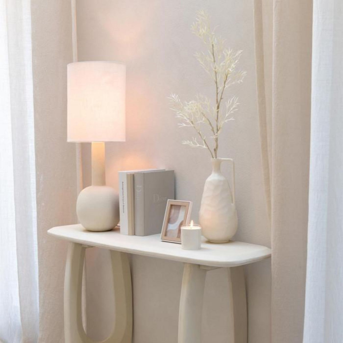 Paris Prix Lampe à Poser en Céramique  Pierre  76cm Beige