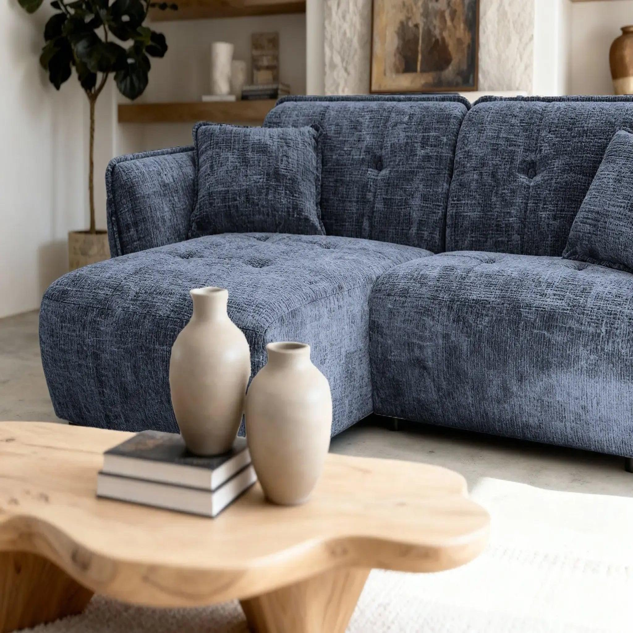 Voir la diapositive 4 : CASANOVA PARIS Mona - canapé d'angle tissu chenille 4 places droit