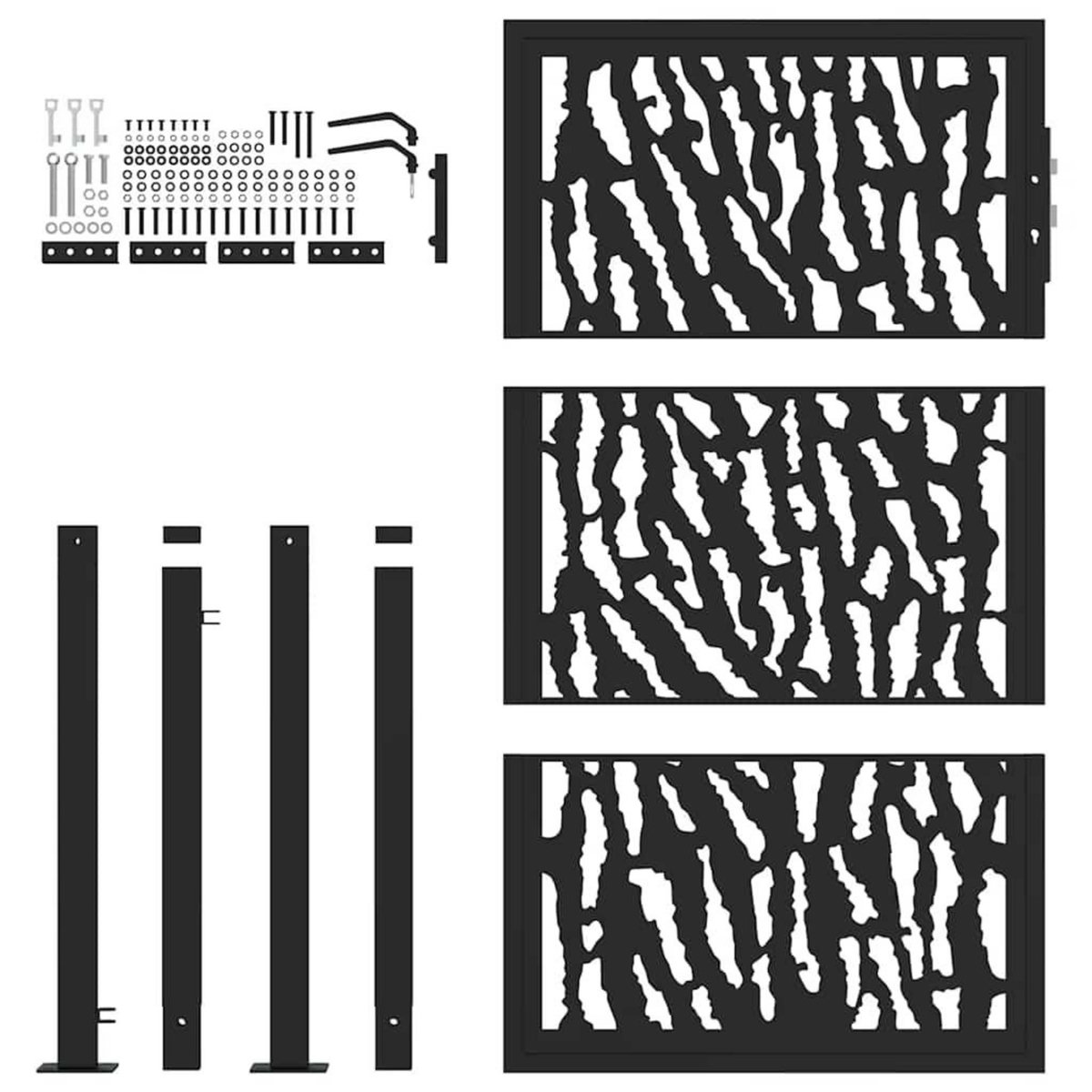 VIDAXL Portail de jardin noir 105x155 cm acier conception de traces