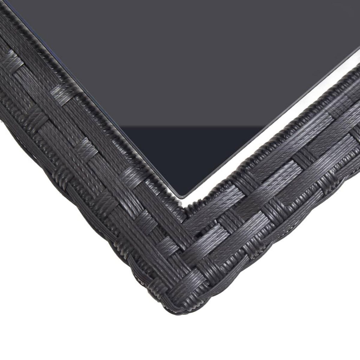 VIDAXL Table de jardin Noir 110x53x72 cm Verre et resine tressee