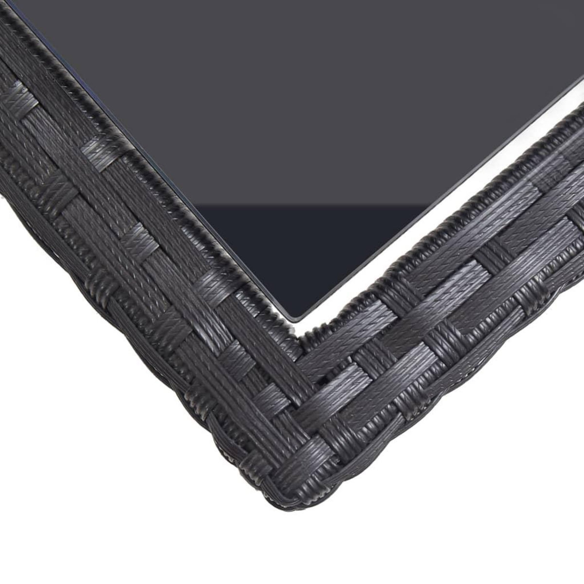VIDAXL Table de jardin Noir 110x53x72 cm Verre et resine tressee