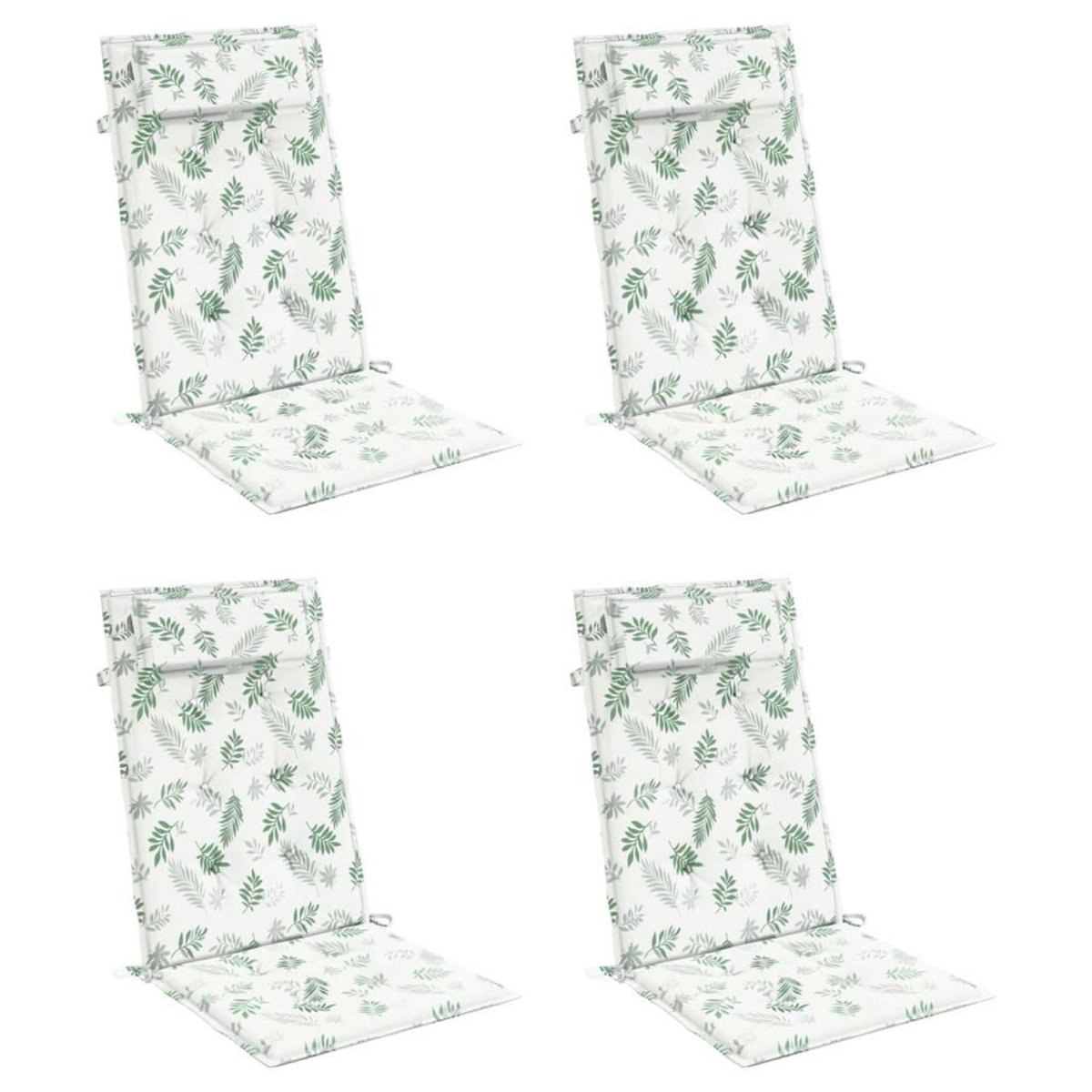 VIDAXL Coussins de chaise a dossier haut lot de 4 modele de feuille