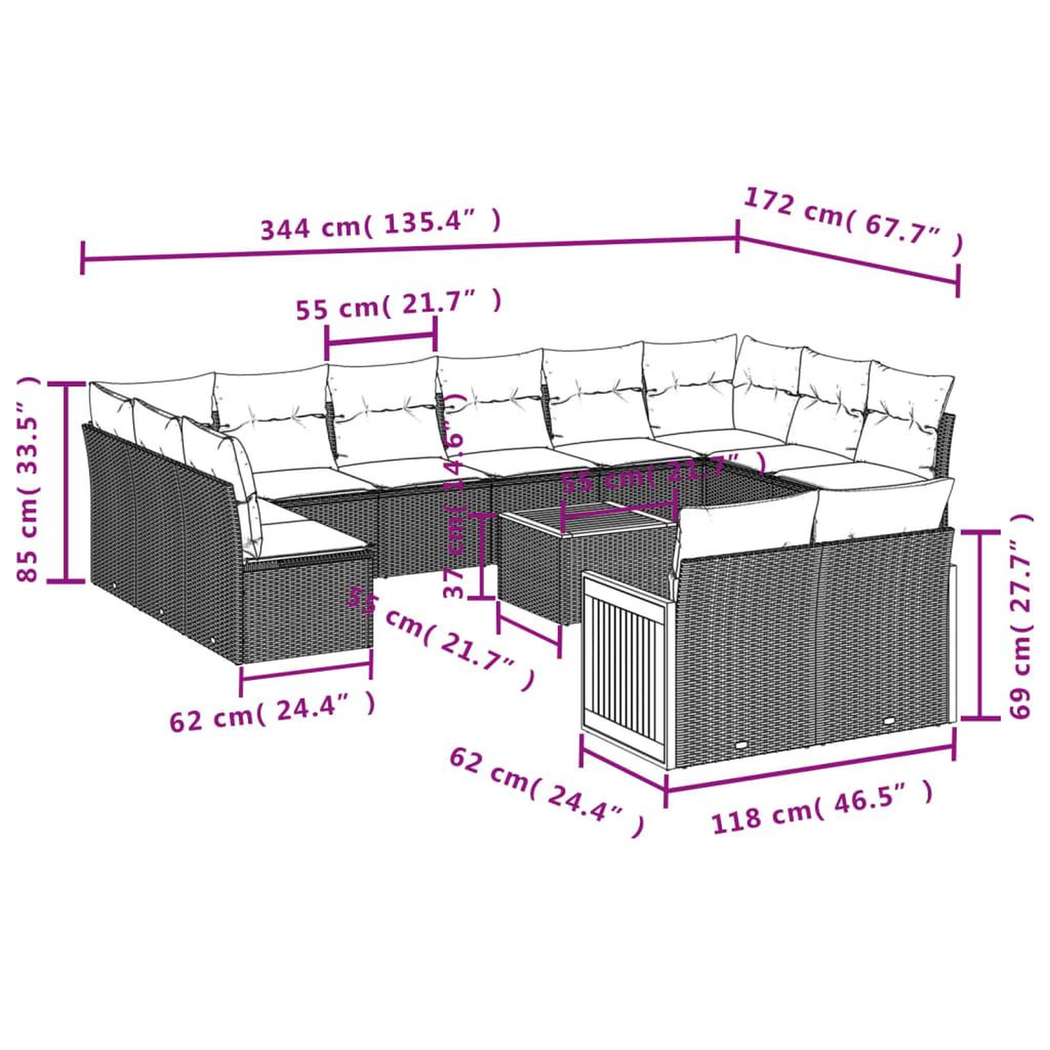 Voir la diapositive 4 : VIDAXL Salon de jardin avec coussins 13 pcs gris resine tressee