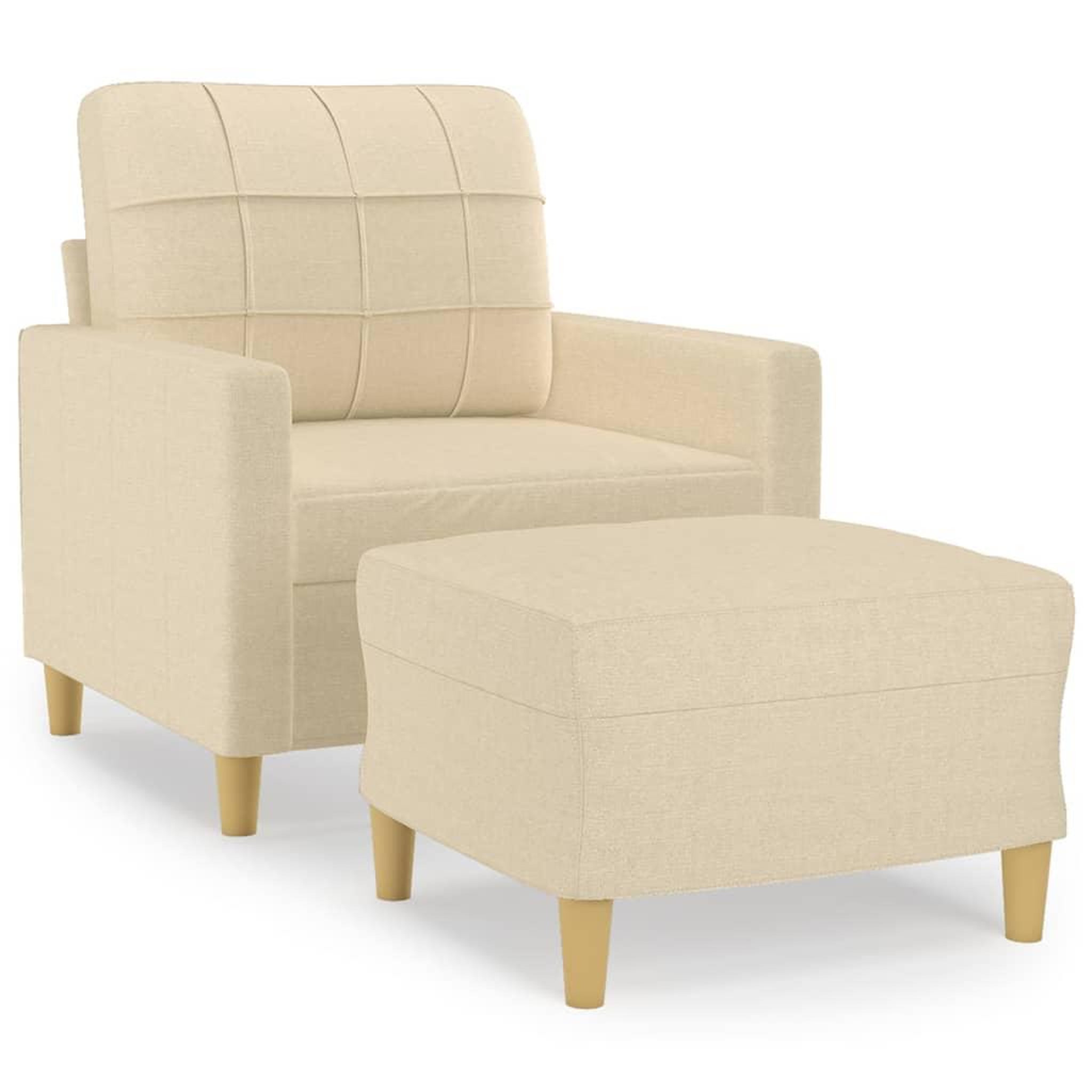 Voir la diapositive 2 : VIDAXL Fauteuil avec repose-pied Creme 60 cm Tissu