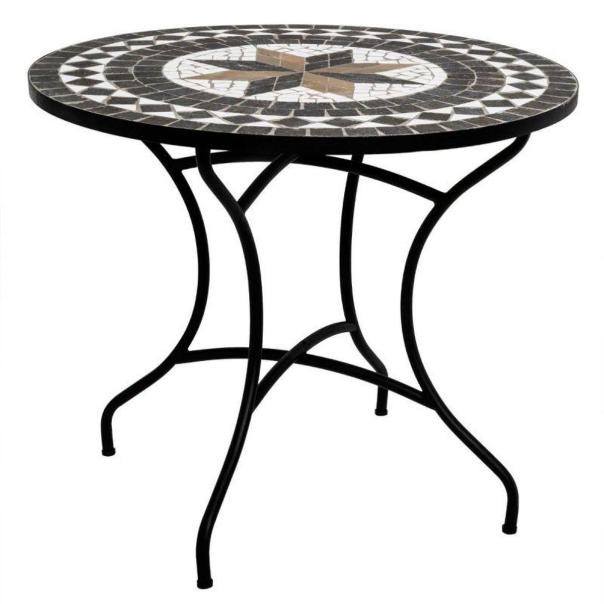  Table de Repas Ronde Mosaïque  Kipos  90cm Noir