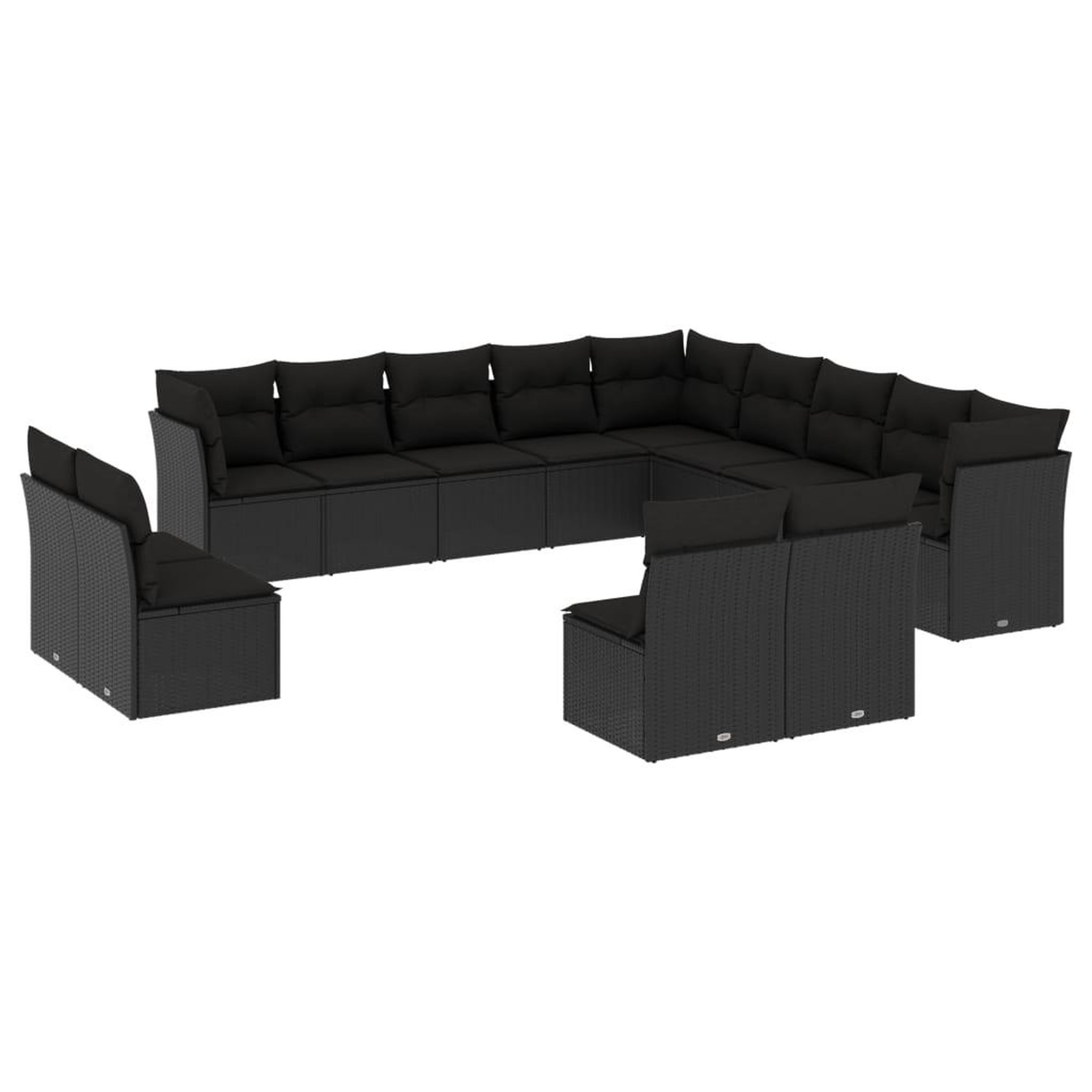 Voir la diapositive 2 : VIDAXL Salon de jardin avec coussins 13 pcs noir resine tressee