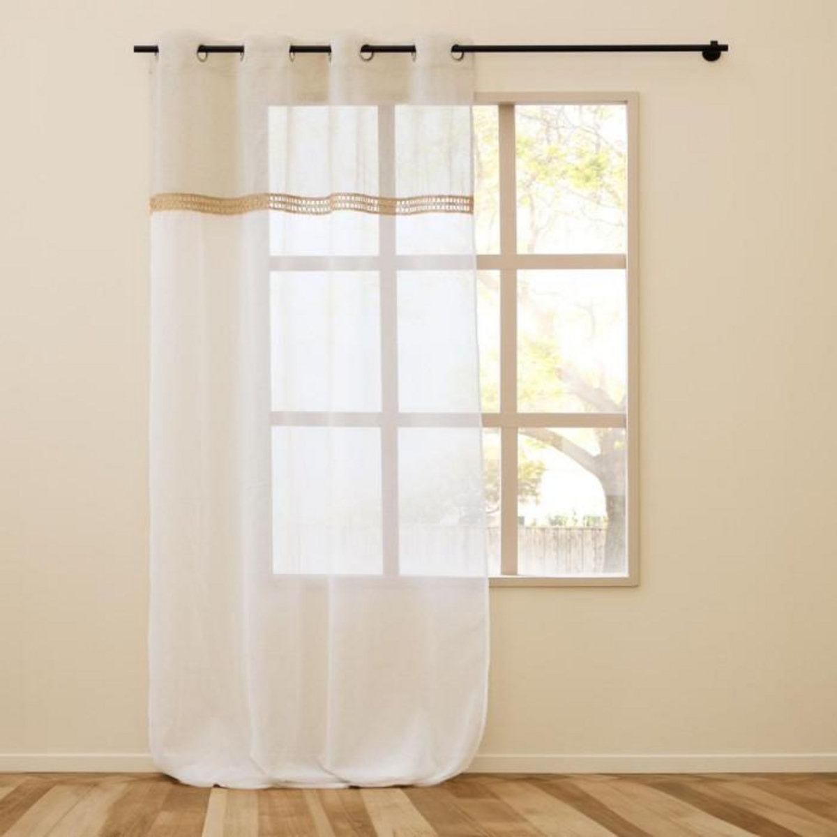 Paris Prix Rideau Voilage à Œillets  Louane  140x240cm Naturel