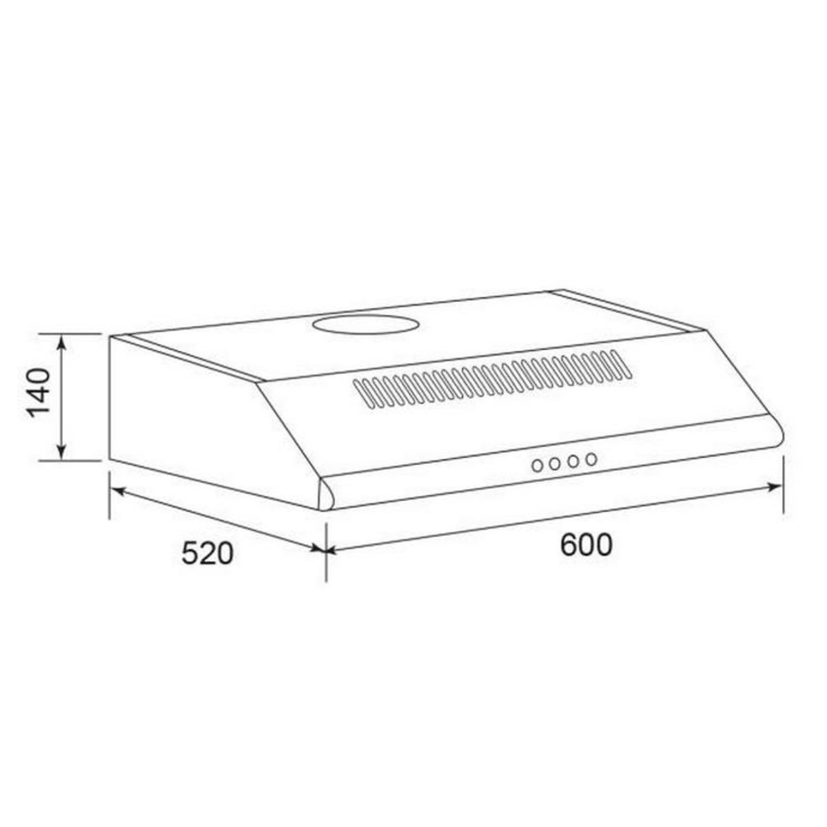 Glem Hotte visière 60cm 250m3/h noir - ghc625bk